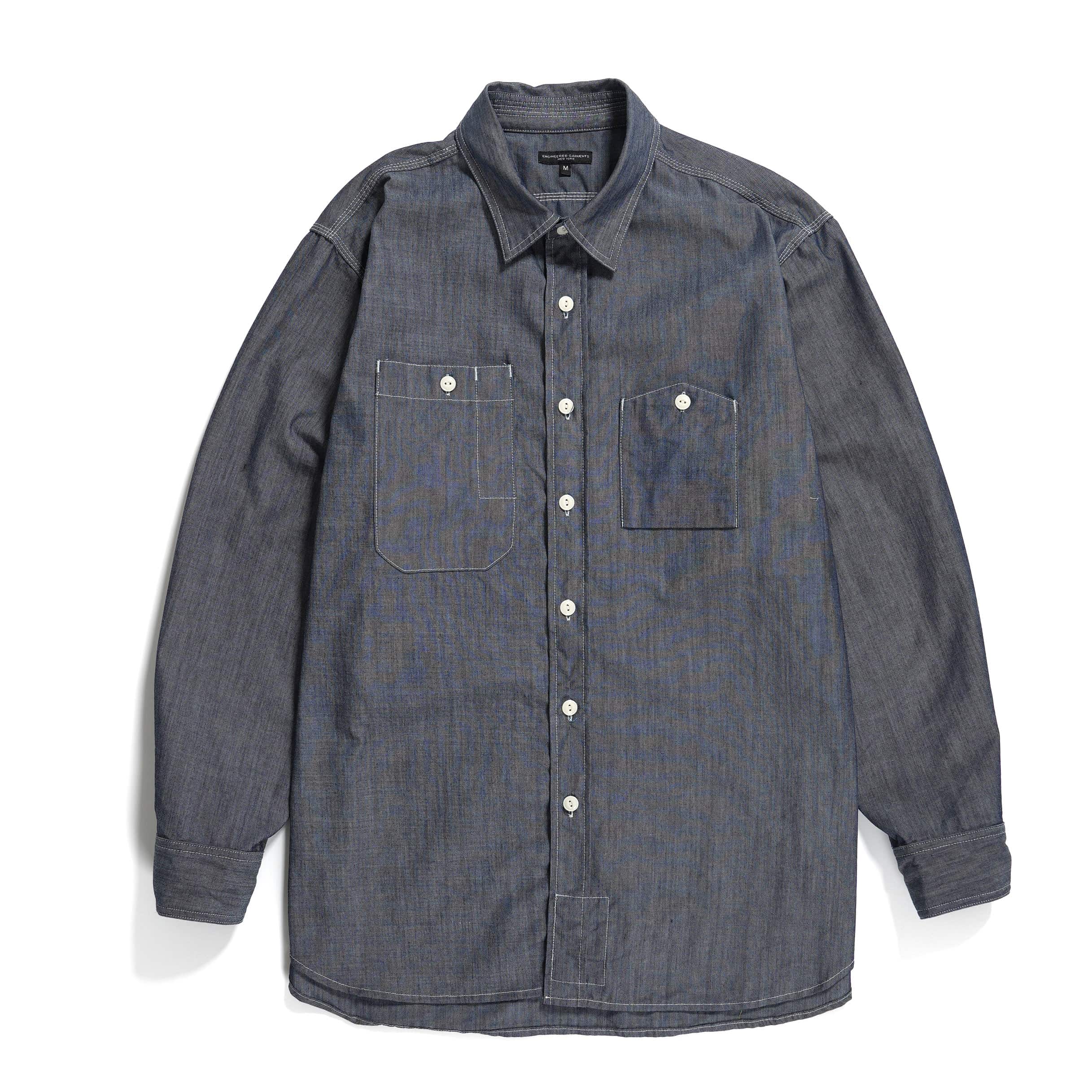 Engineered Garments | Work Shirt | Blue Cotton Chambray | BlackBlue