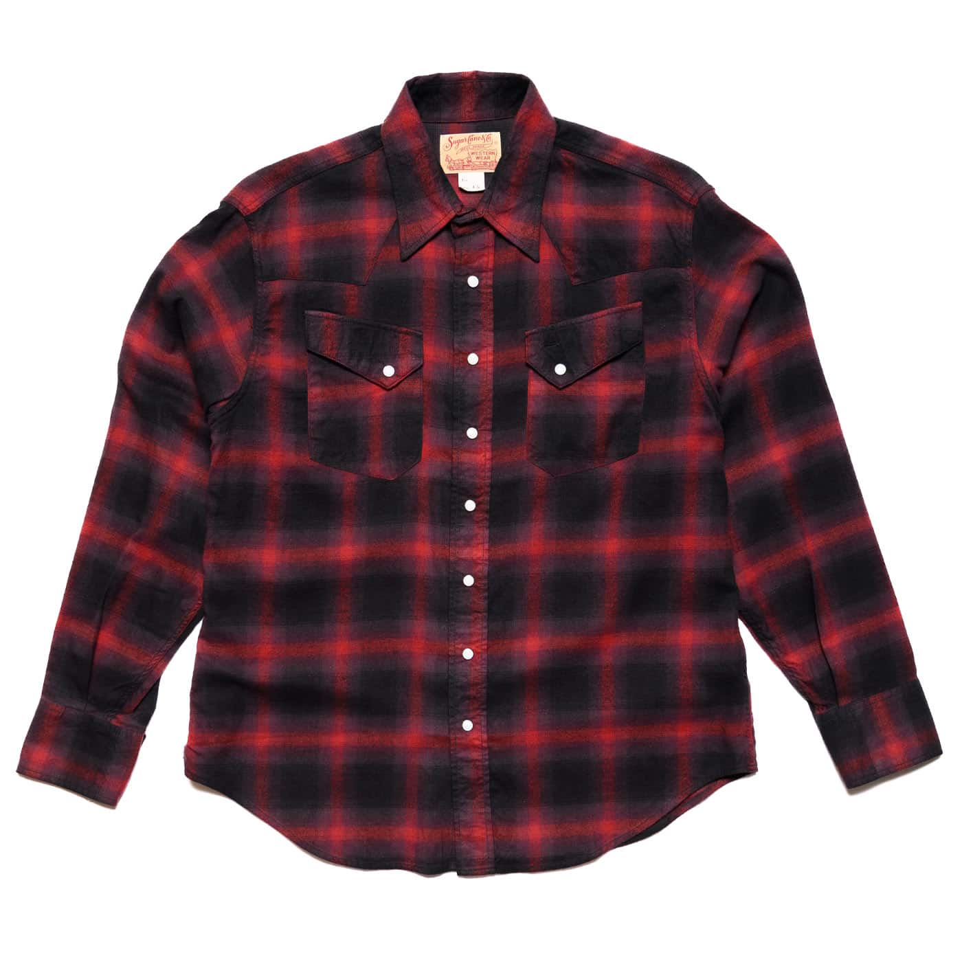 Sugar Cane | Ombre Check Western Shirt | Red | BlackBlue