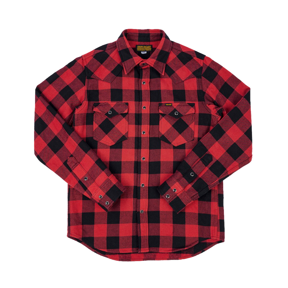 IHSH-232-RED Ultra Heavy Flannel Buffalo Check Western Shirt - Red/Black