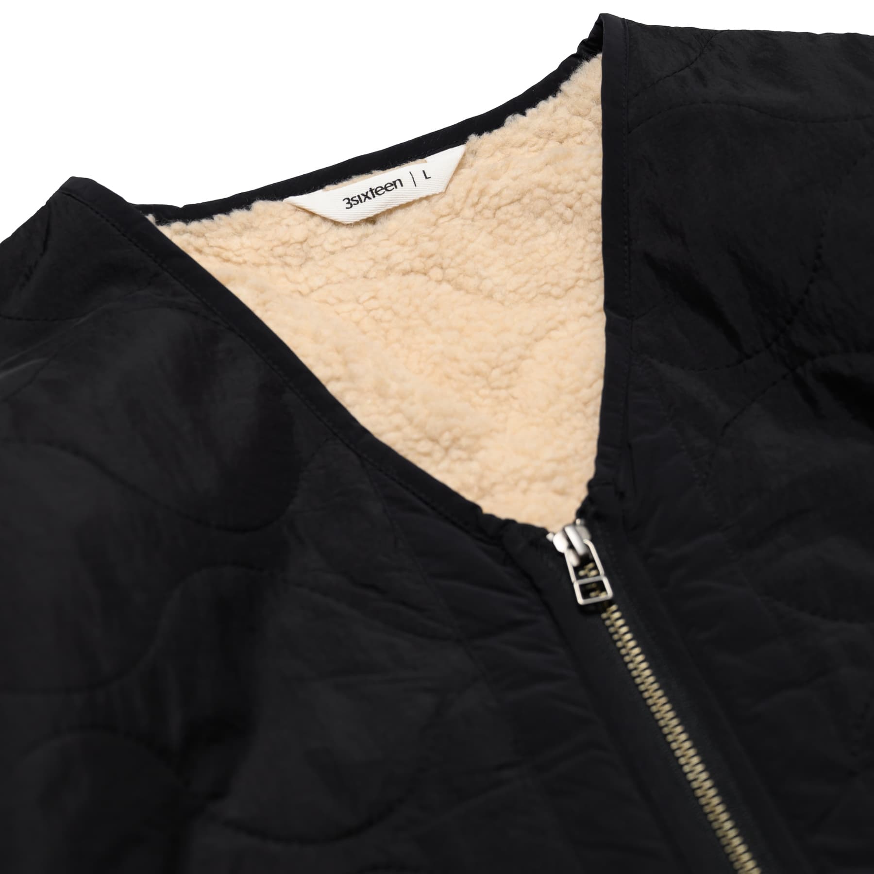 Zip Liner Jacket - Black Nylon Sherpa