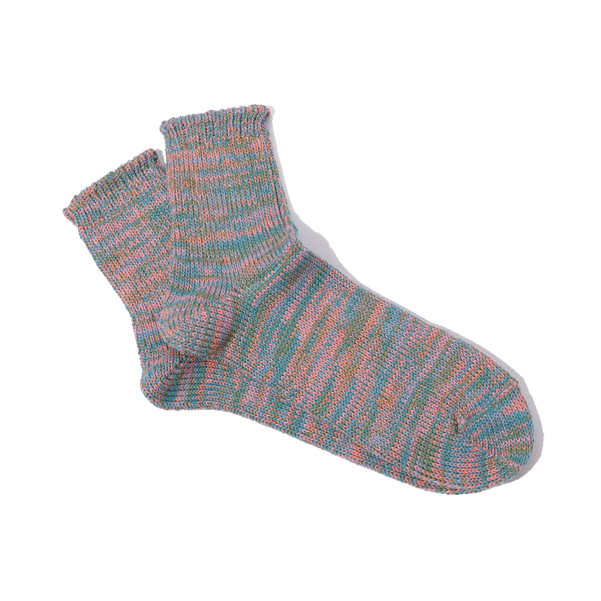 5 Color Mix Crew Q Aqua Blue Socks