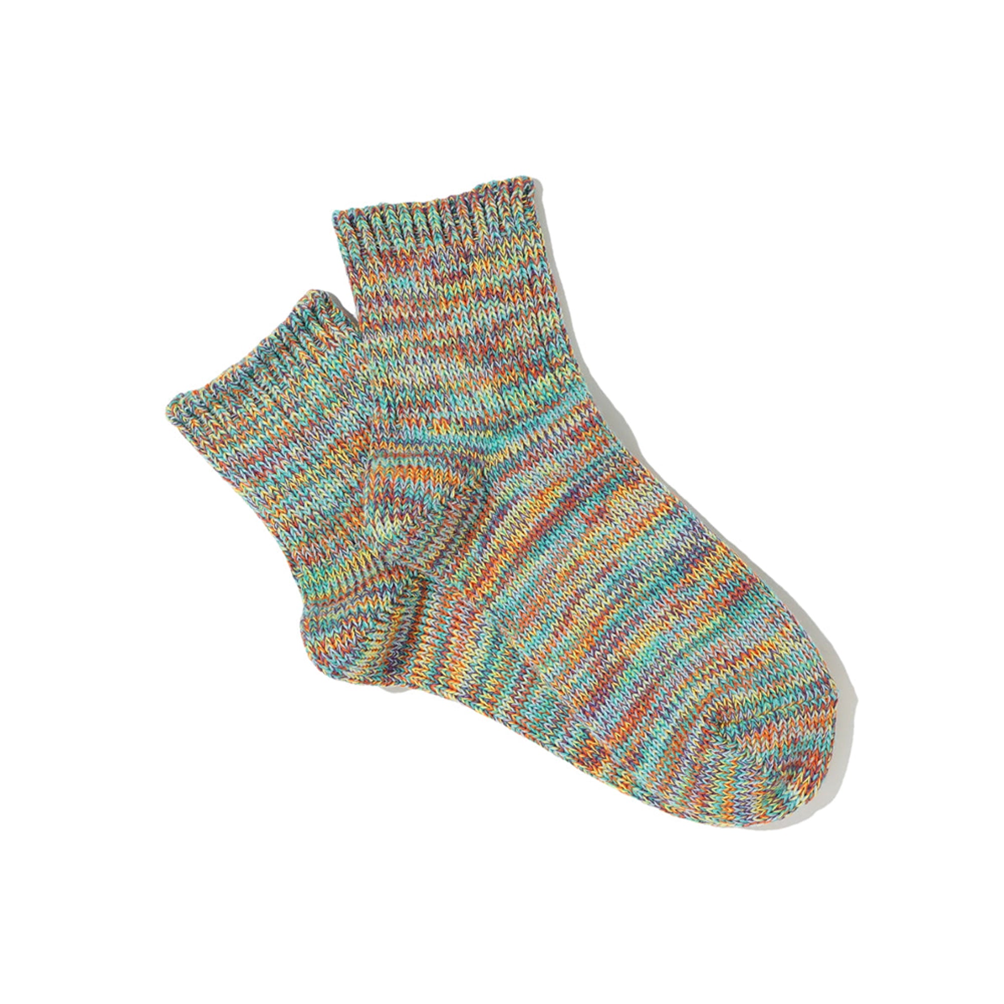 5 Color Mix Crew Q Green Socks