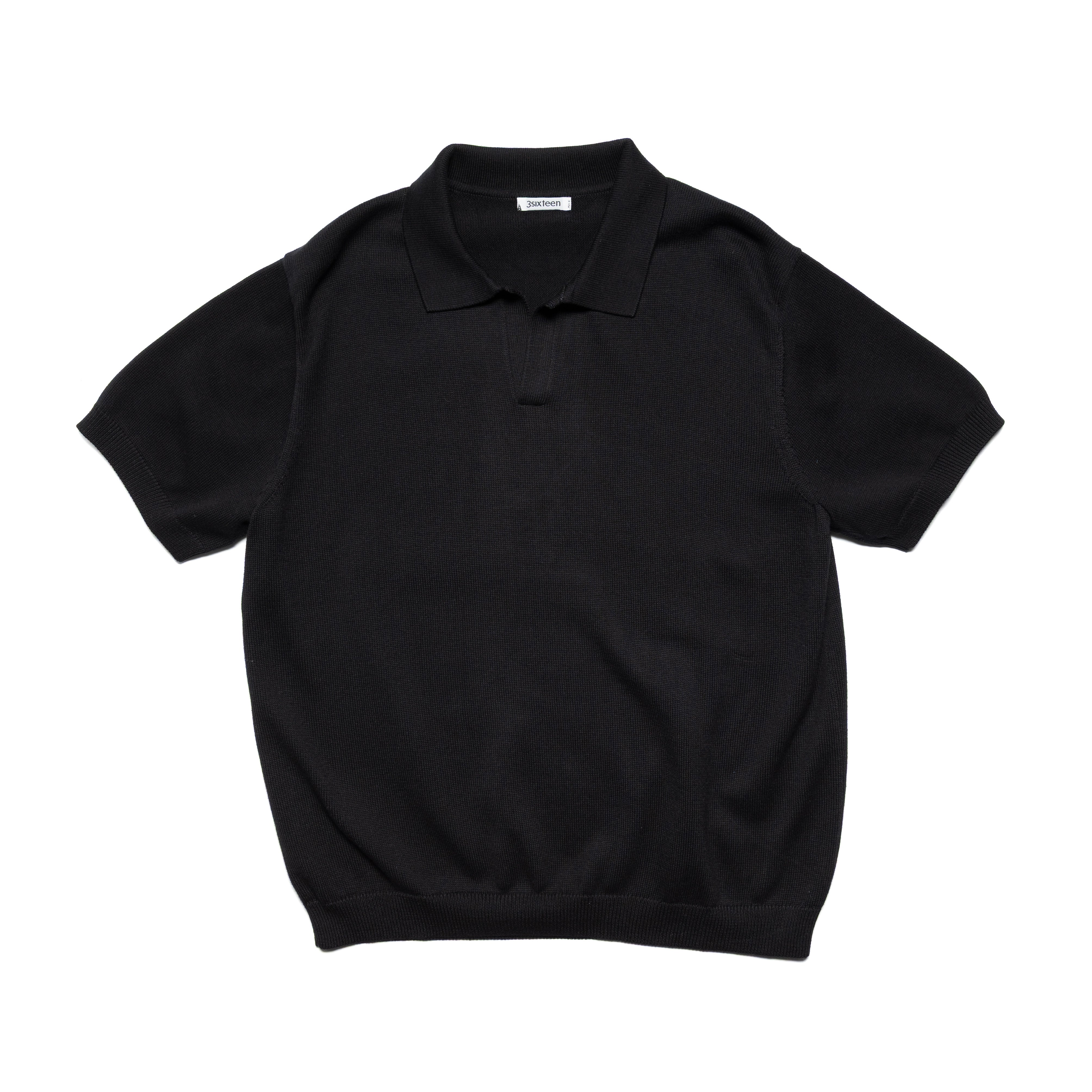 Knit Polo - Black Pima Cotton