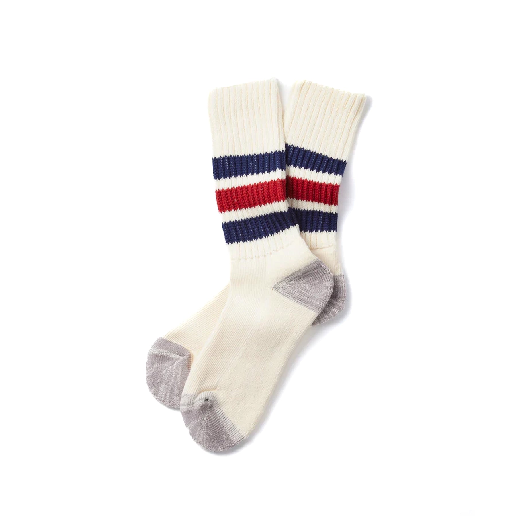 Coarse Ribbed Old School Crew Sock - Navy/Dark Red