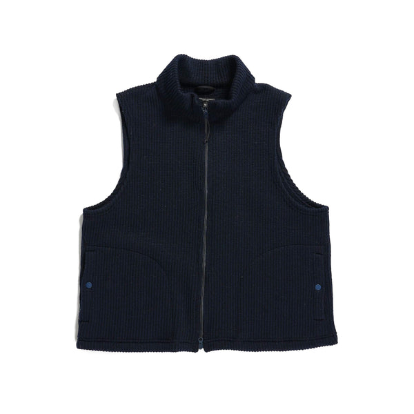 Engineered Garments | High Mock Knit Vest | Navy Wool Poly 
