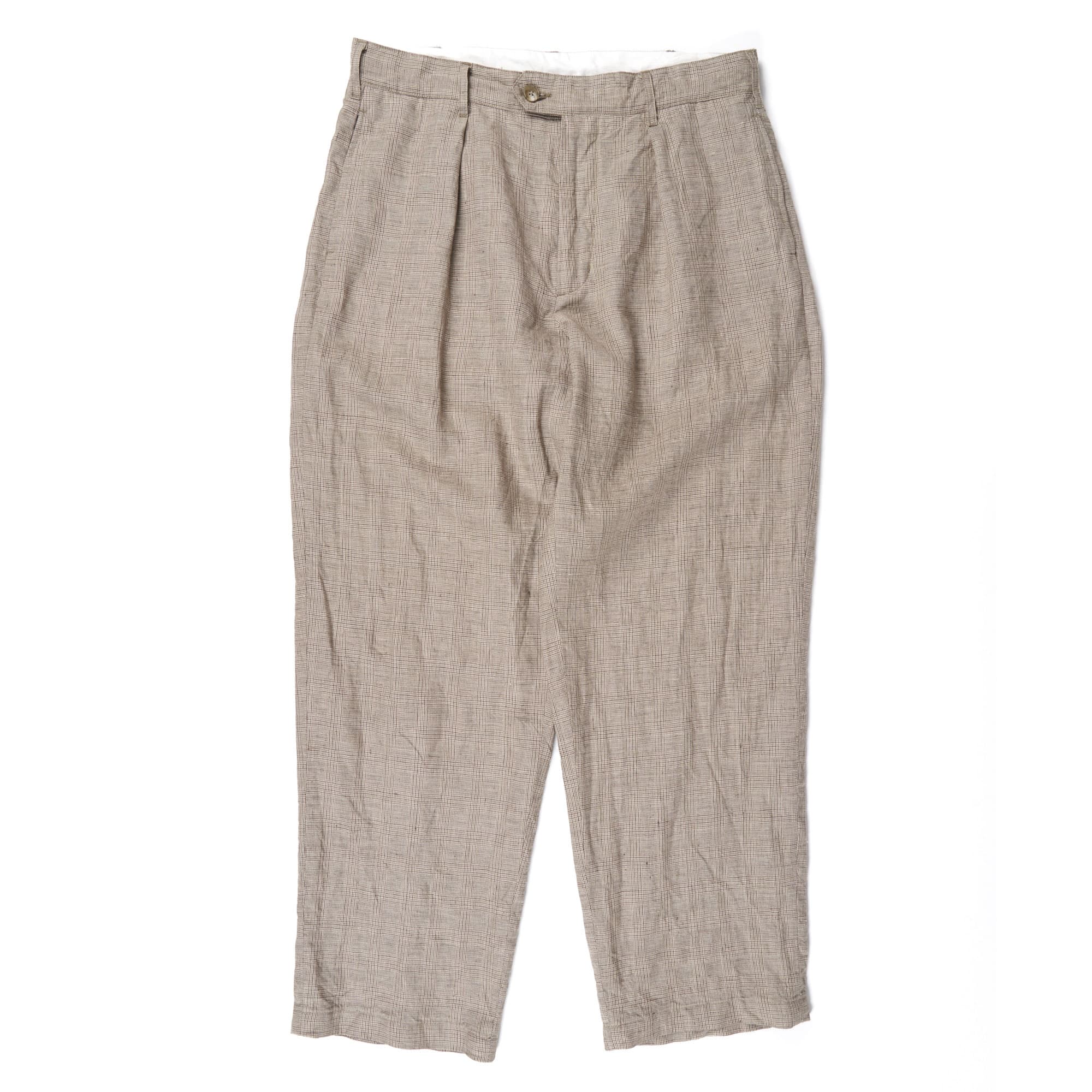 Engineered Garments Carlyle Pant Beige Linen Glen Plaid | BlackBlue