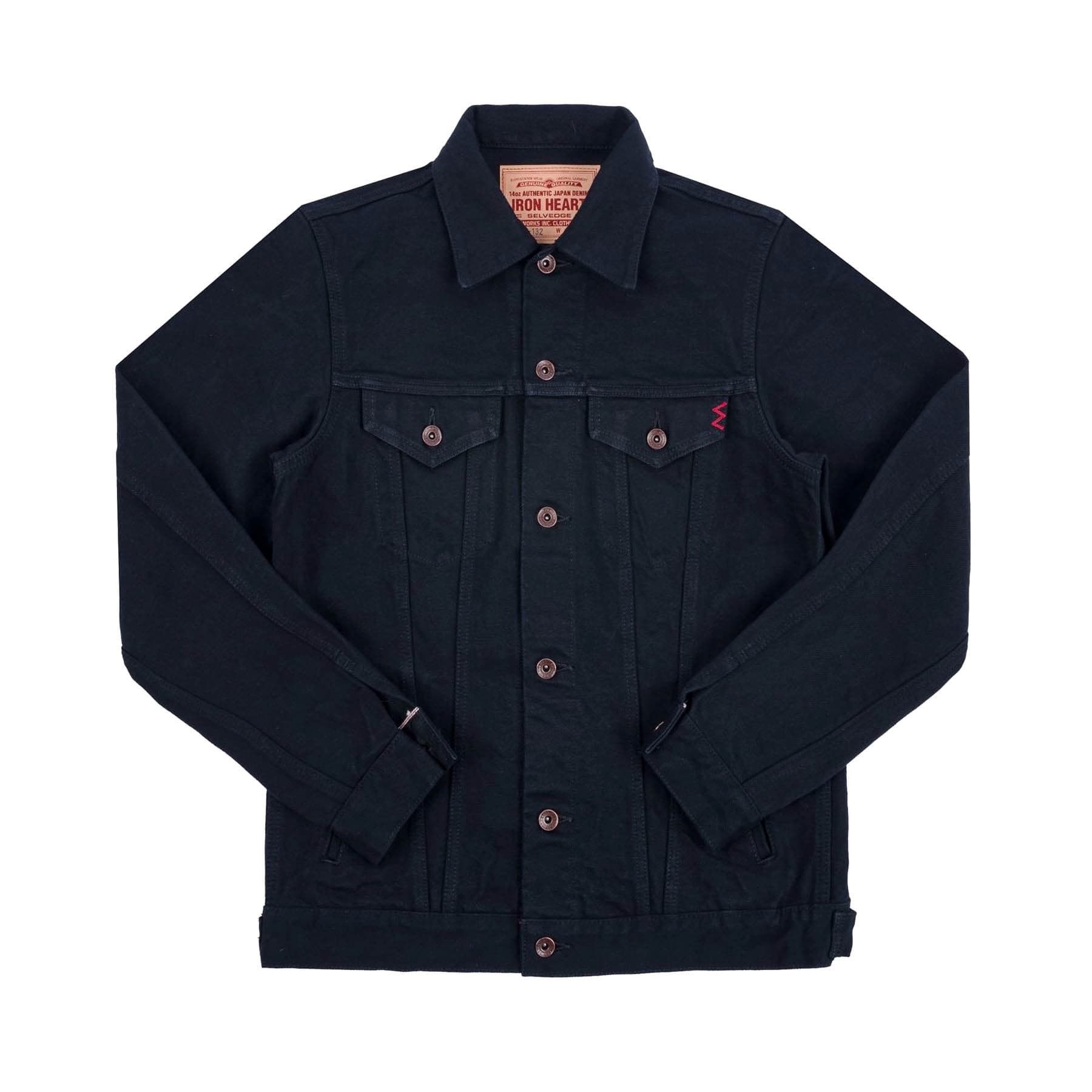 IHJ-132-BLK 14oz Selvedge Denim Modified Type III Jacket - Superblack