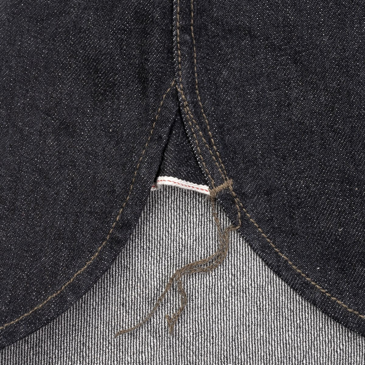 IHSH-326-BLK 12oz Selvedge Denim Work Shirt With Snaps Black/Cream Chain Stitch