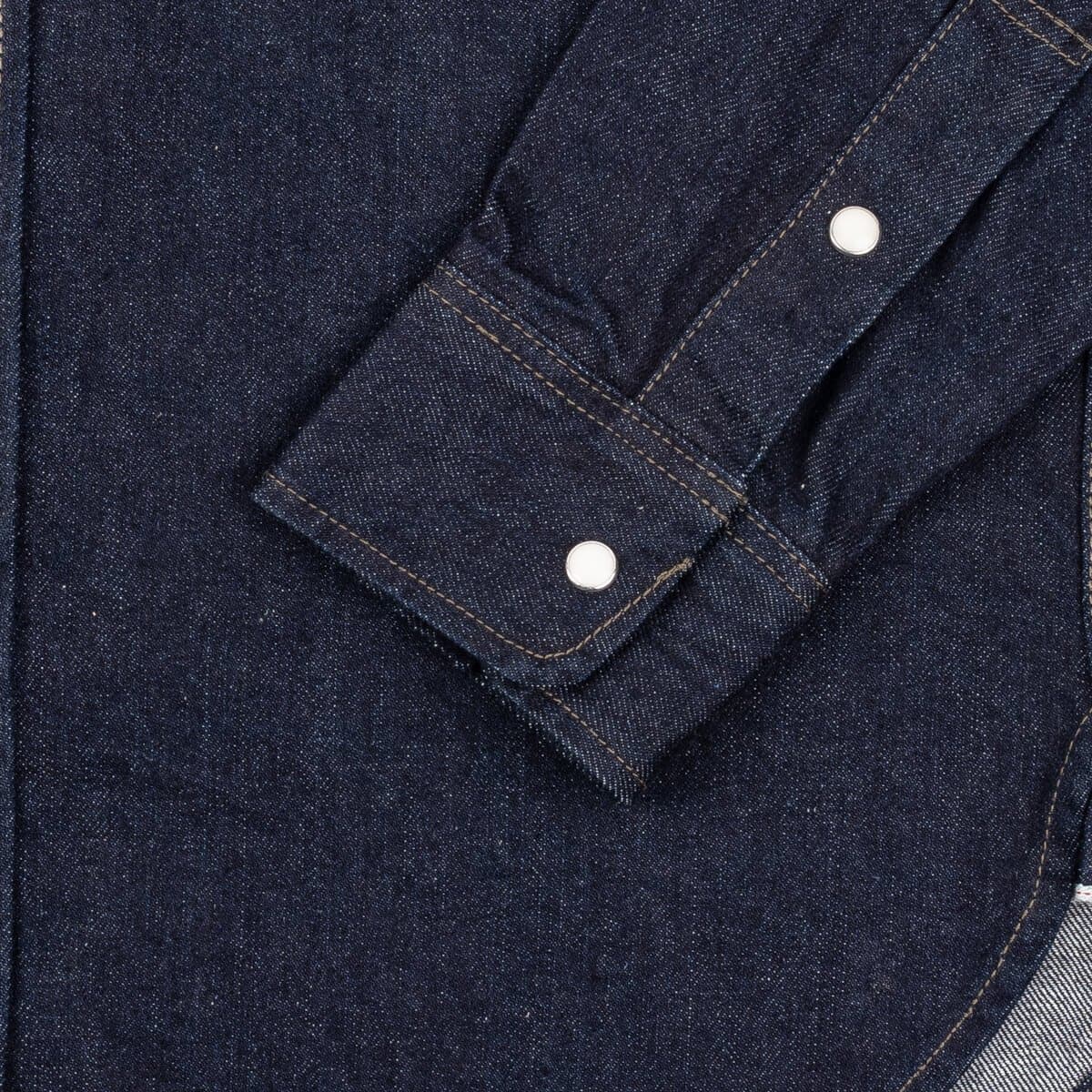 IHSH-326-IND 12oz Selvedge Denim Work Shirt With Snaps Indigo Cuff