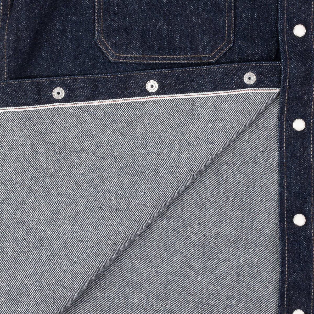 IHSH-326-IND 12oz Selvedge Denim Work Shirt With Snaps Indigo Placket