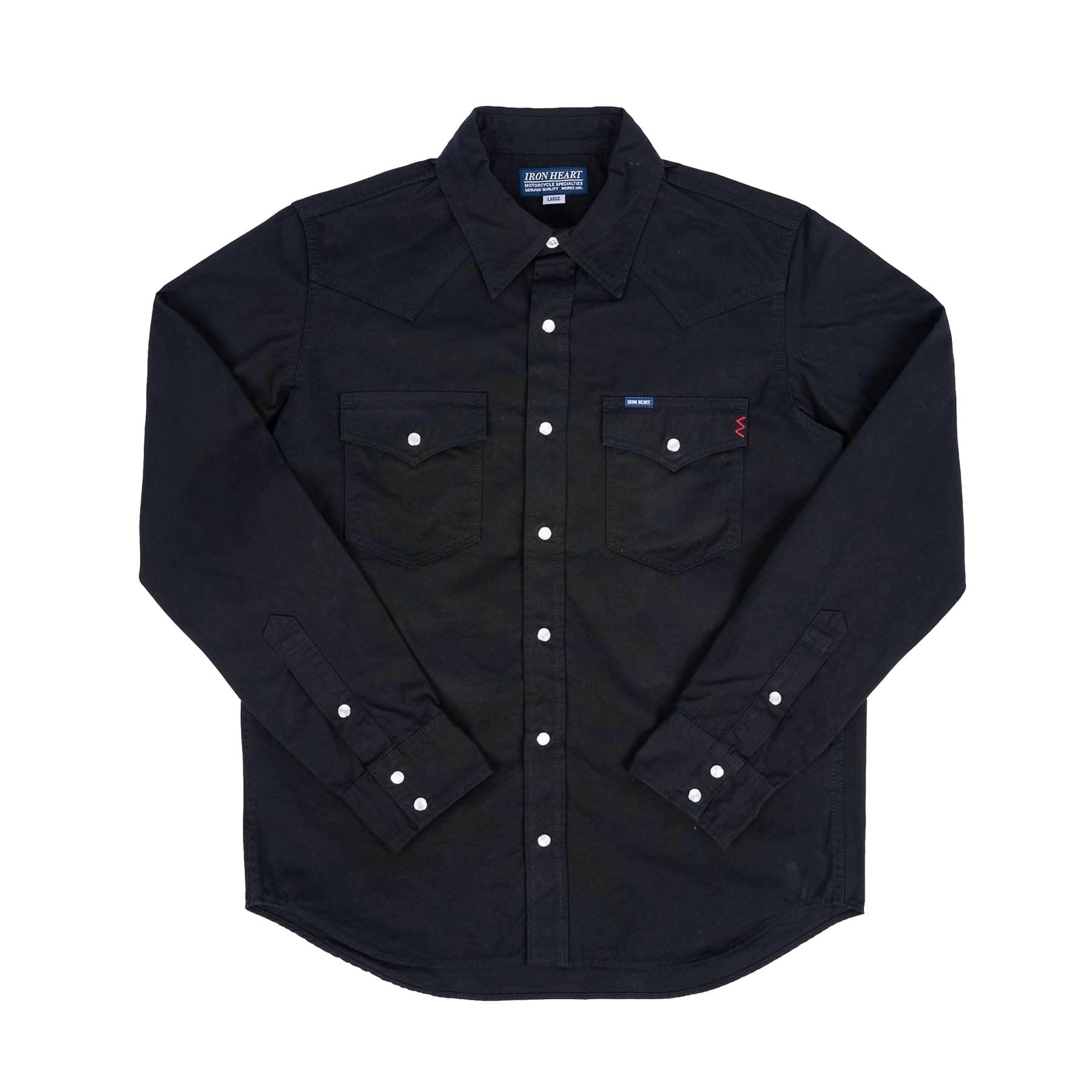 IHSH-394-BLK 7oz Fatigue Cloth Western Shirt - Black