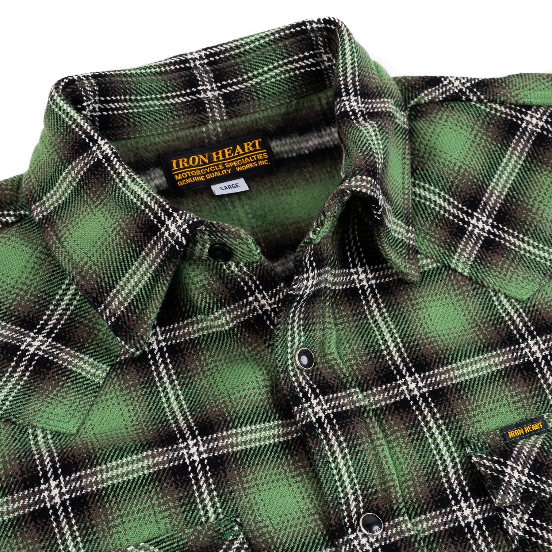 IHSH-405-GRN 12oz Ultra Heavy Flannel Check Western Shirt - Green