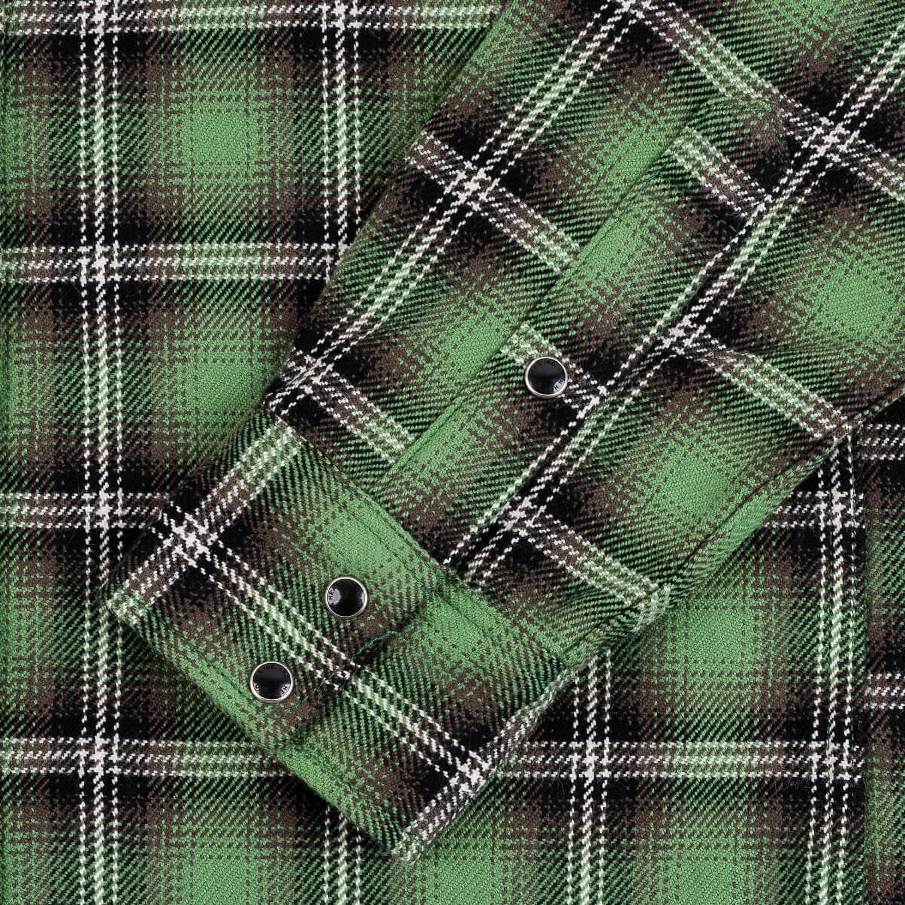 IHSH-405-GRN 12oz Ultra Heavy Flannel Check Western Shirt - Green