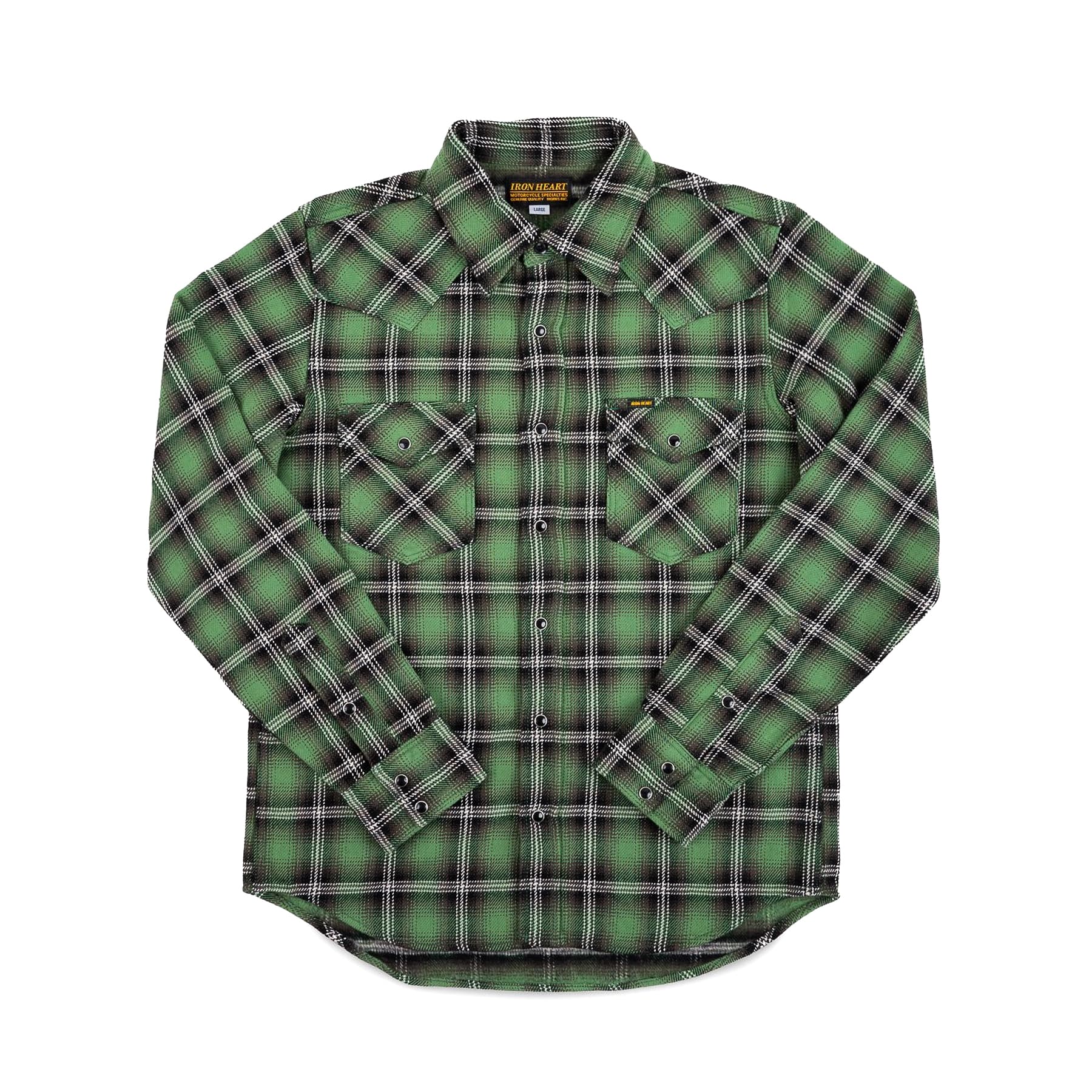 IHSH-405-GRN 12oz Ultra Heavy Flannel Check Western Shirt - Green