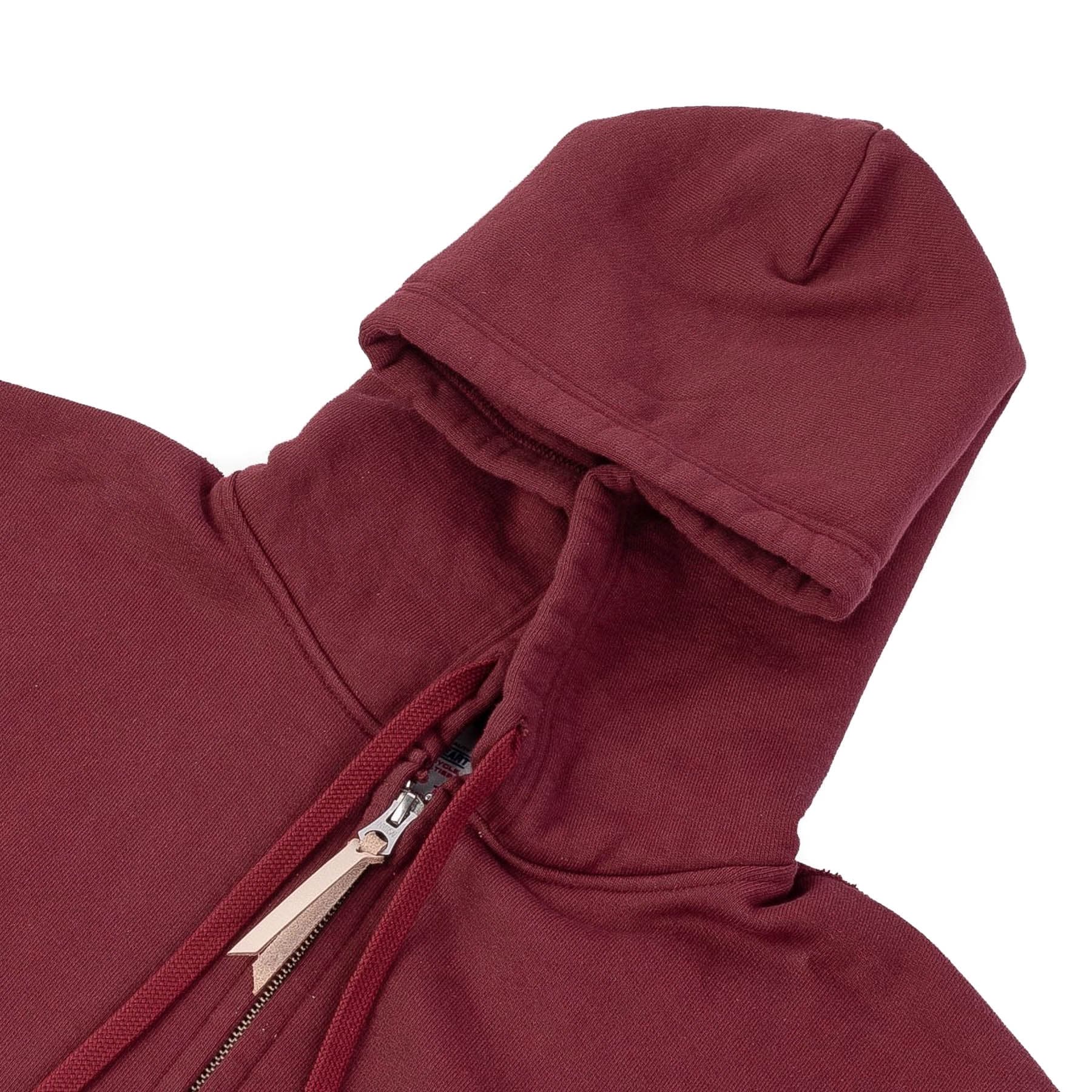 IHSW-10-BUR 14oz Ultra Heavyweight Loopwheel Cotton Zip Up Hoodie - Burgundy