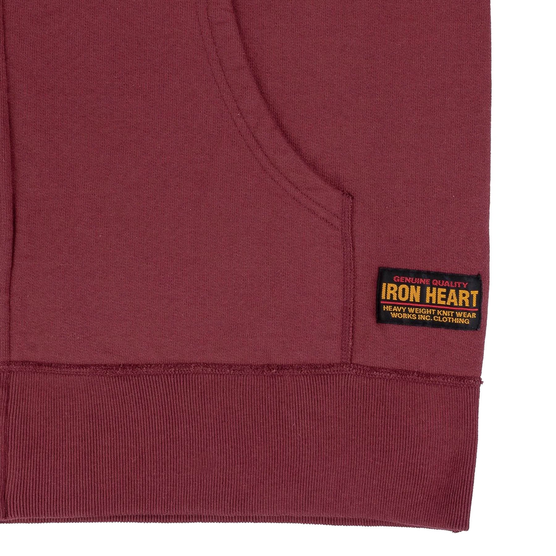 IHSW-10-BUR 14oz Ultra Heavyweight Loopwheel Cotton Zip Up Hoodie - Burgundy