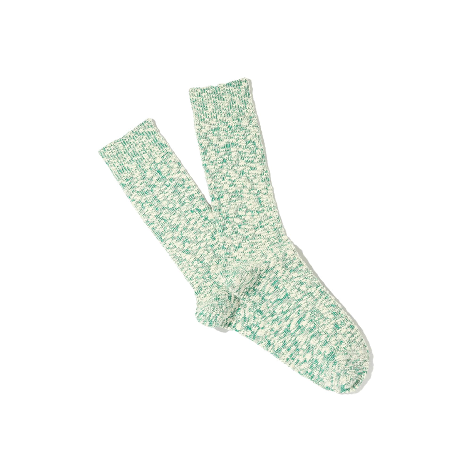 Light Slub Crew Green Melange Socks