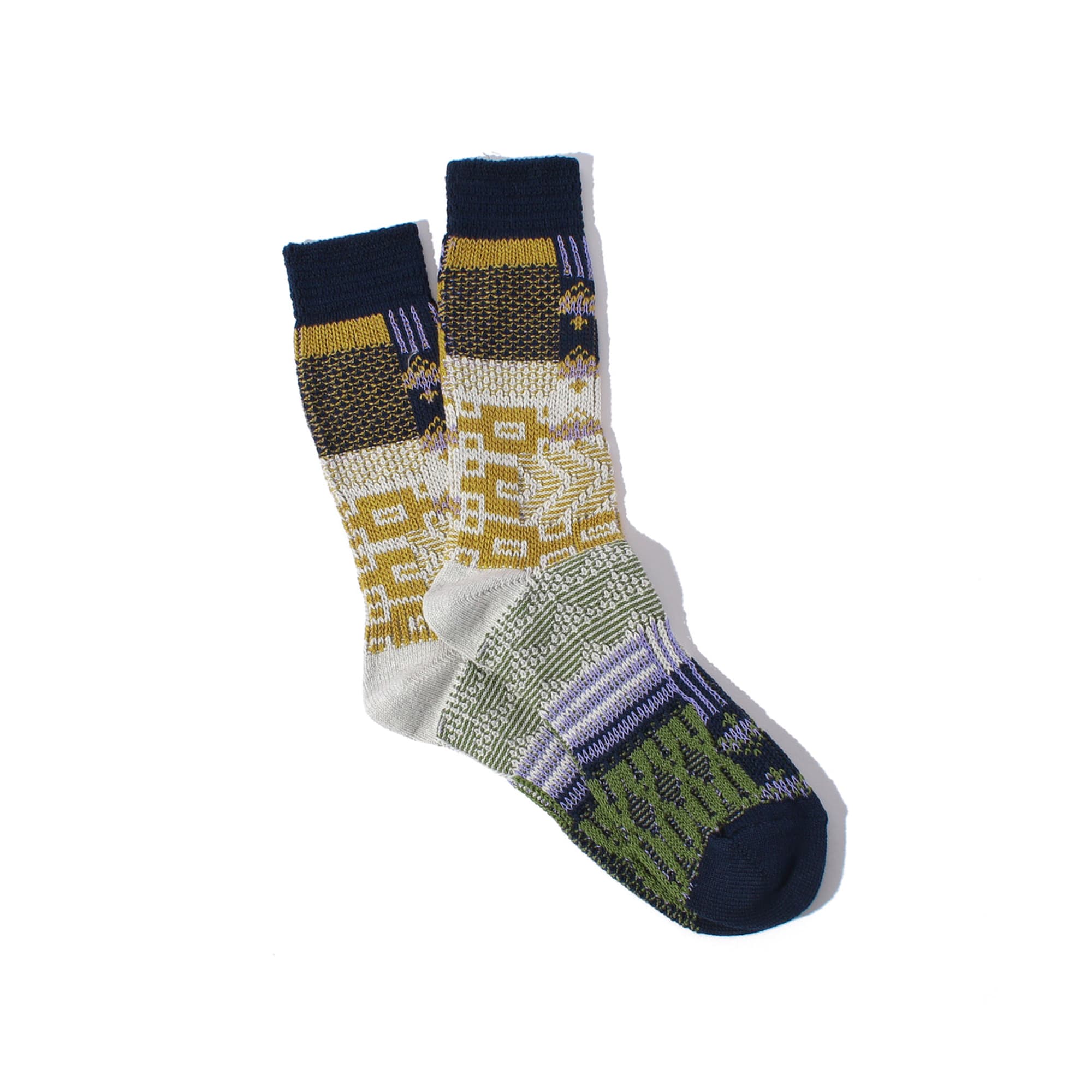 Multi Link Jacquard Crew Navy Socks