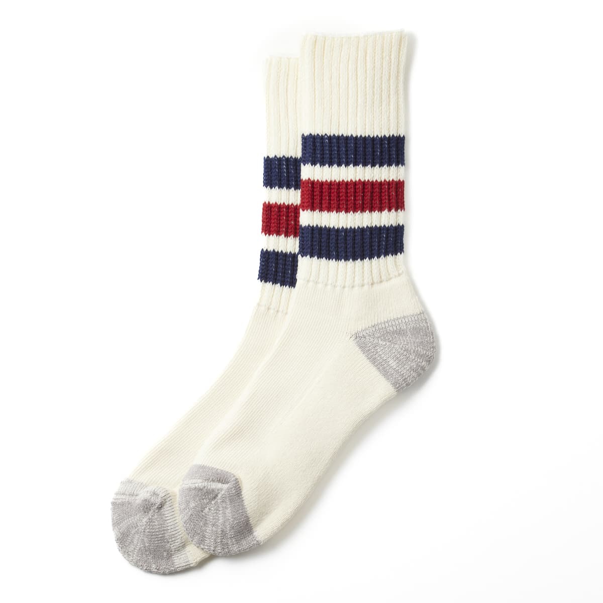 Rototo | Coarse Ribbed Old School Crew Sock Navy/Dark Red | BlackBlue