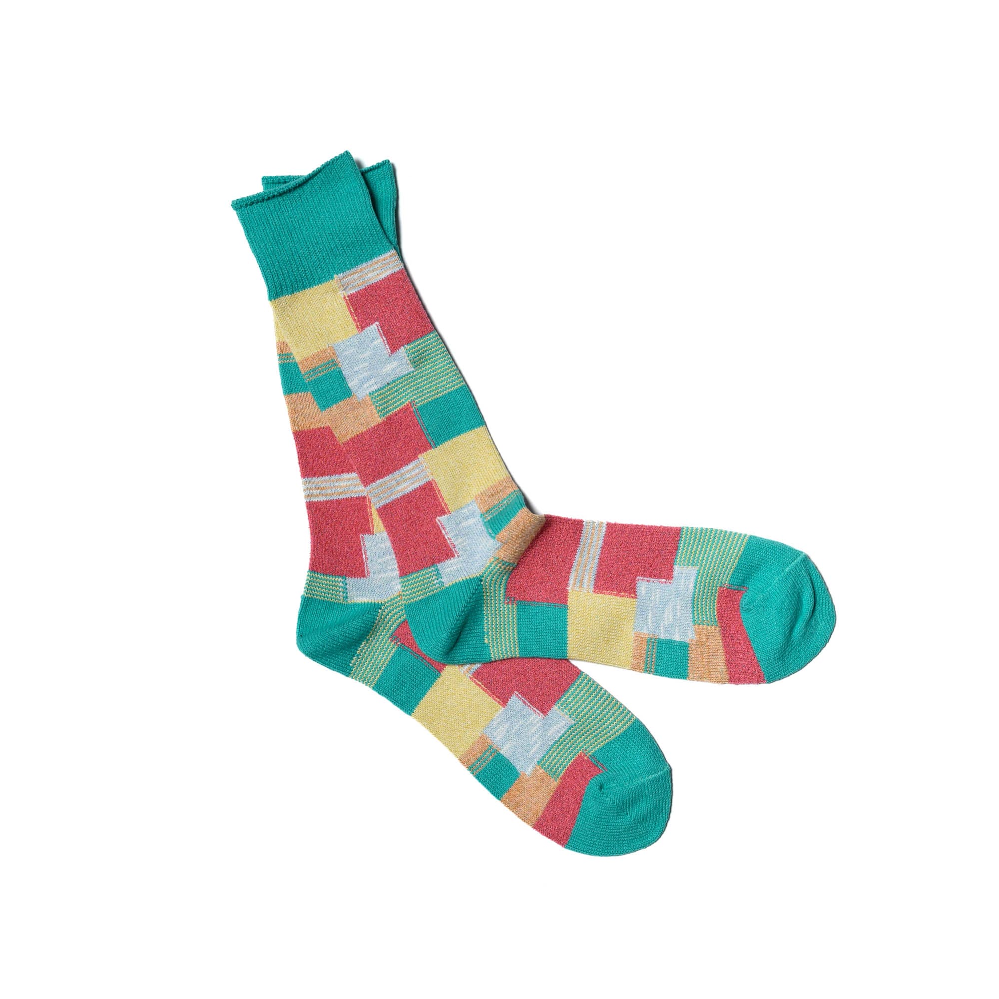 Patchwork Crew Mint Socks