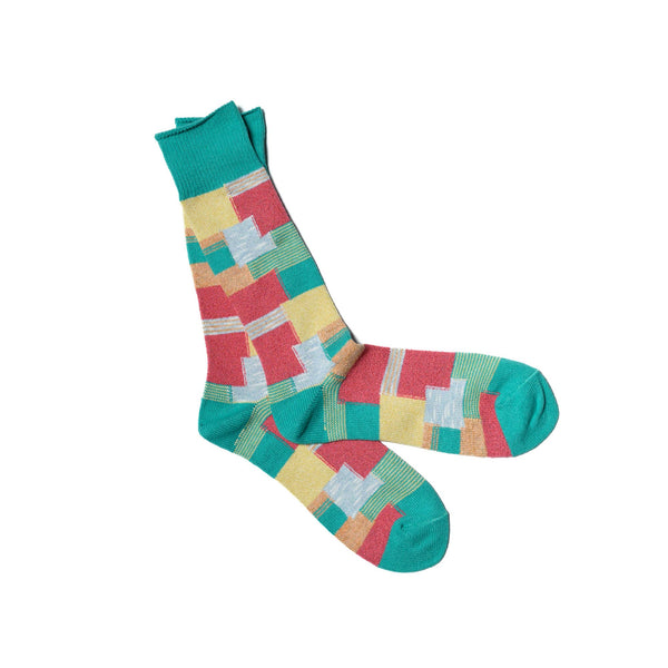 Patchwork Crew Mint Socks