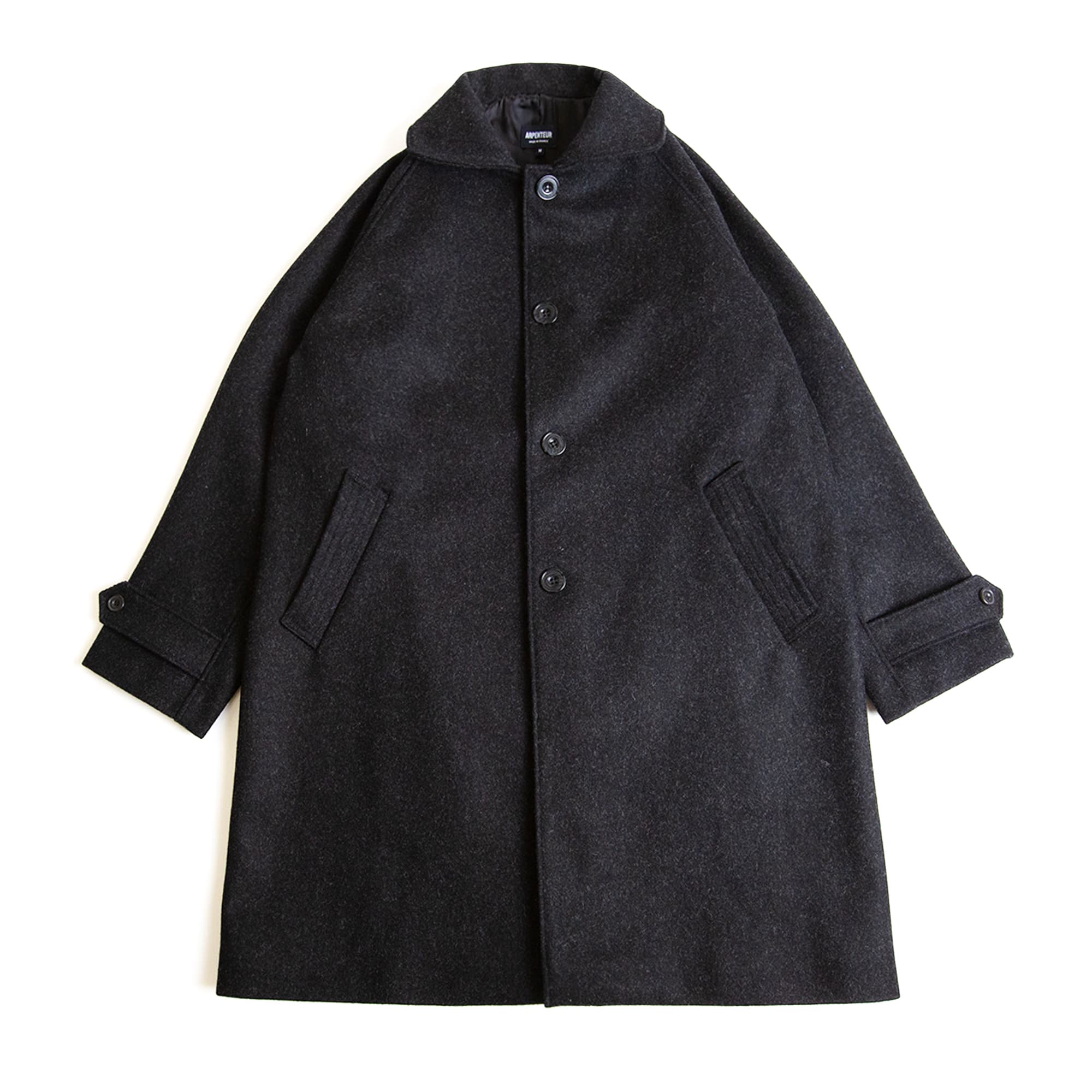 Arpenteur Utile Coat Wool Melton Charcoal Front