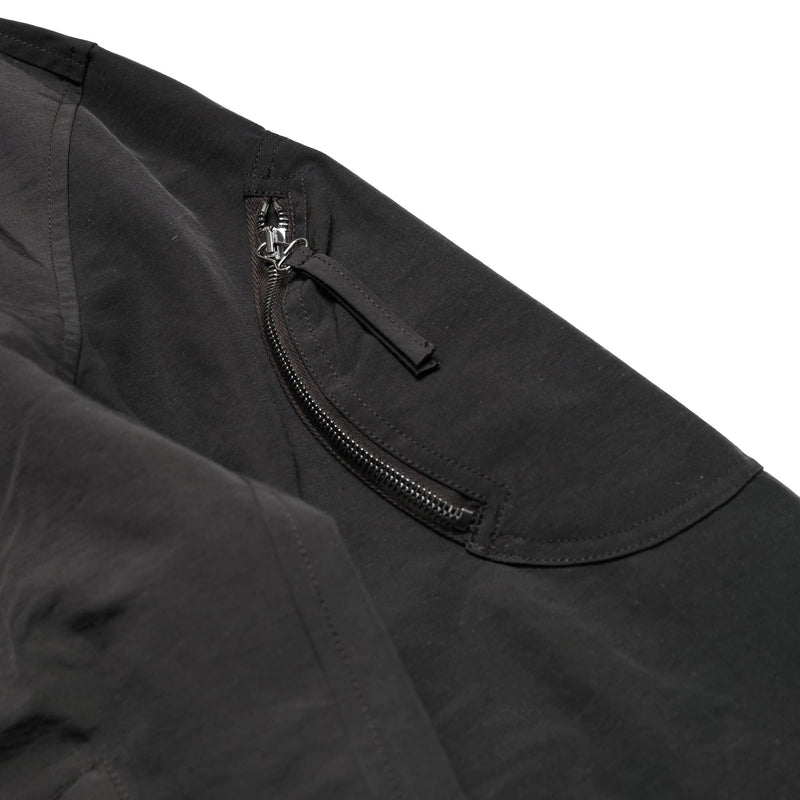 Arpenteur Vol Short Jacket Cotton Nylon Linen Charcoal Sleeve Pocket