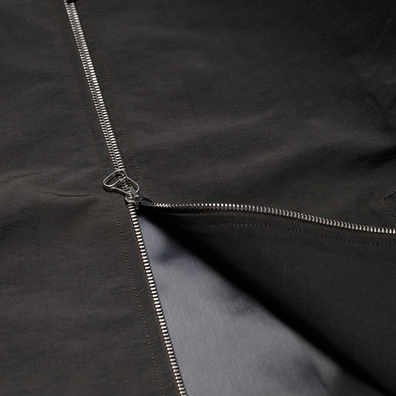 Arpenteur Vol Short Jacket Cotton Nylon Linen Charcoal Two Way Zipper Detail