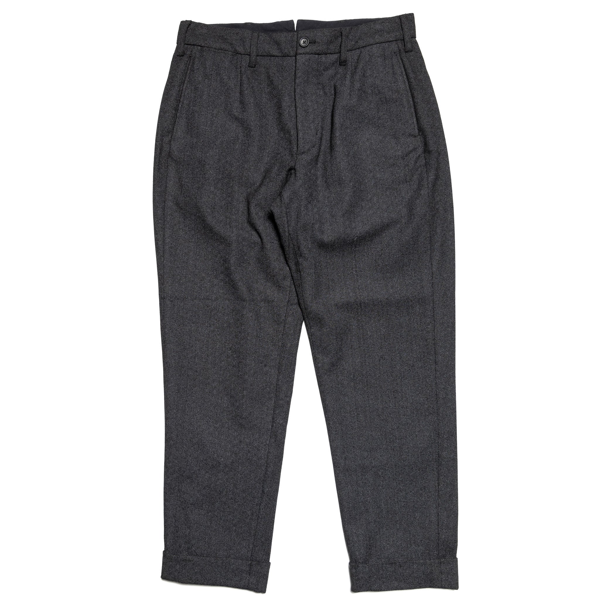 Andover Pant - Charcoal Poly Wool Printed Herringbone