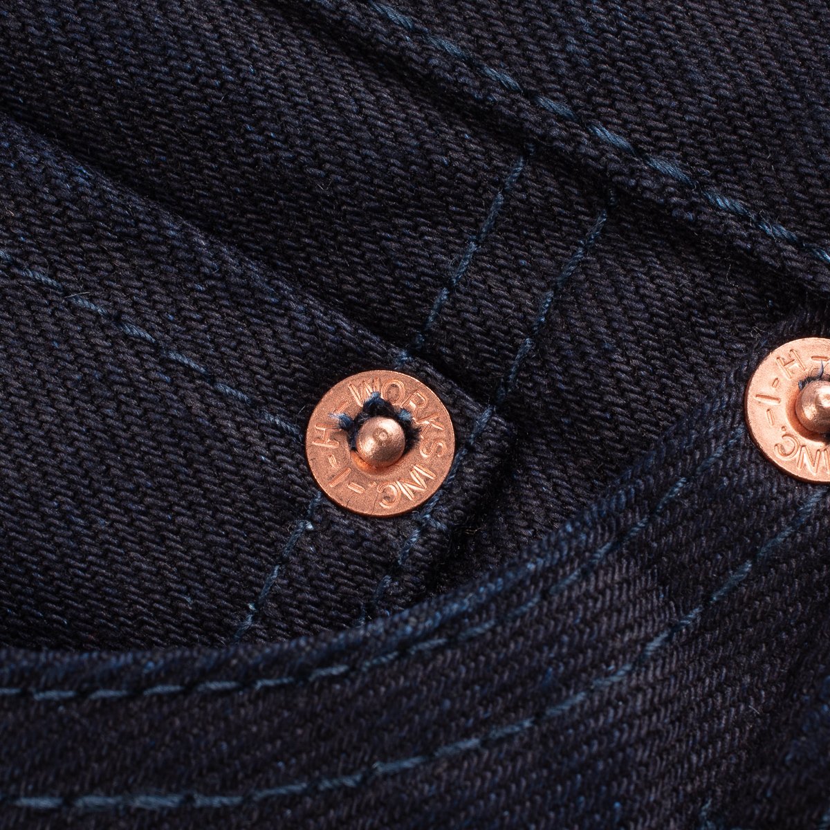 IH-888S-142ib 14oz Selvedge Denim Medium/High Rise Tapered Cut Jeans - Indigo/Black Rivets