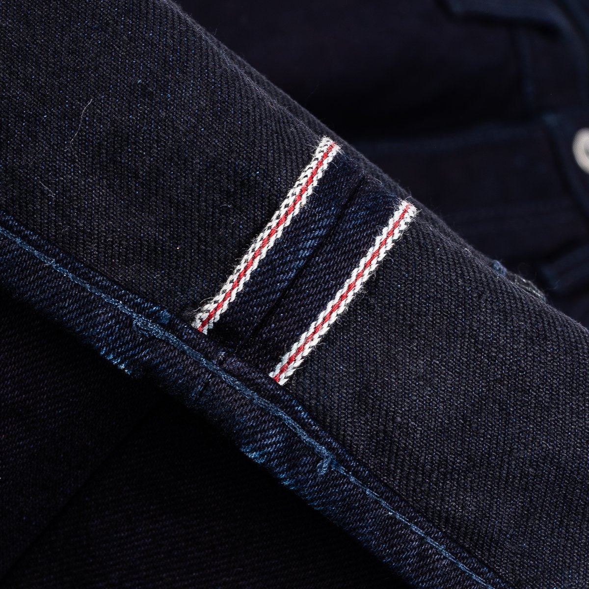 IH-888S-142ib 14oz Selvedge Denim Medium/High Rise Tapered Cut Jeans - Indigo/Black Selvedge ID