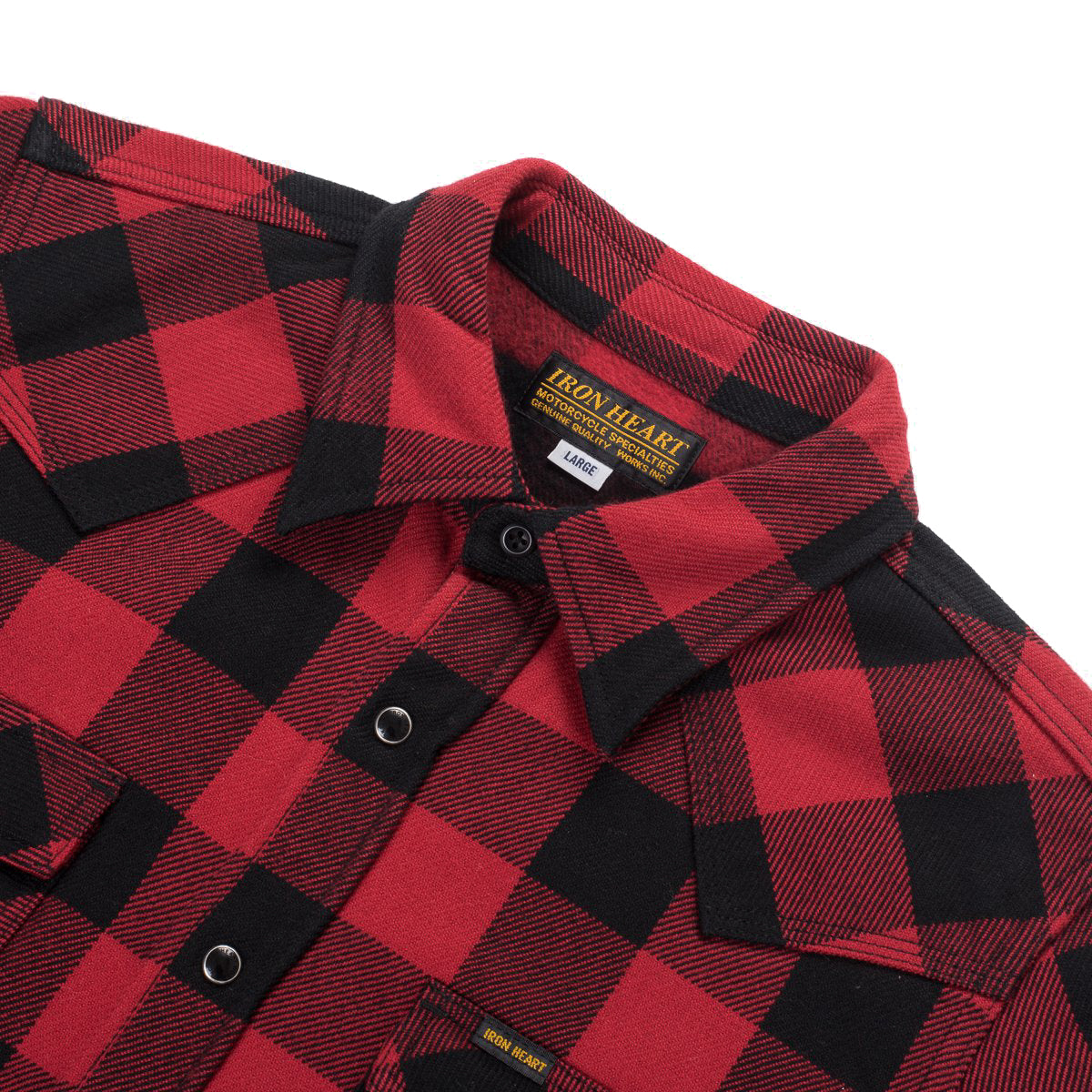 IHSH-232-RED Ultra Heavy Flannel Buffalo Check Western Shirt - Red/Black