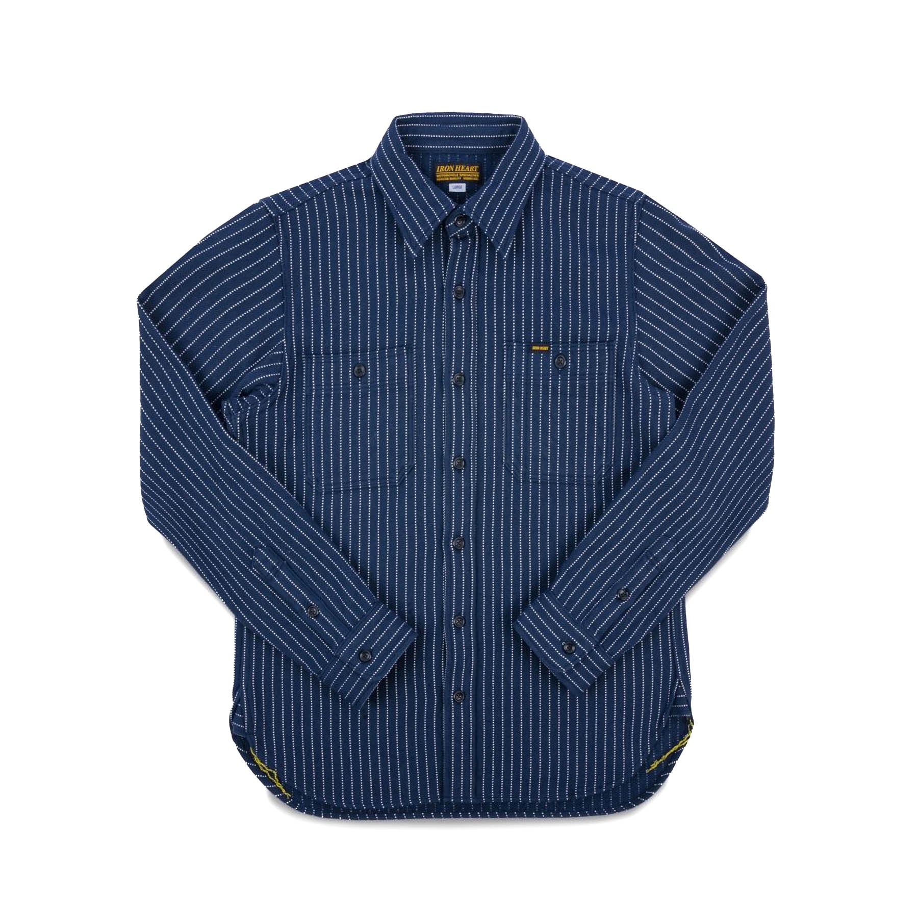 IHSH-402-NAV 12oz Ultra Heavy Flannel Chalk Stripe Work Shirt - Navy