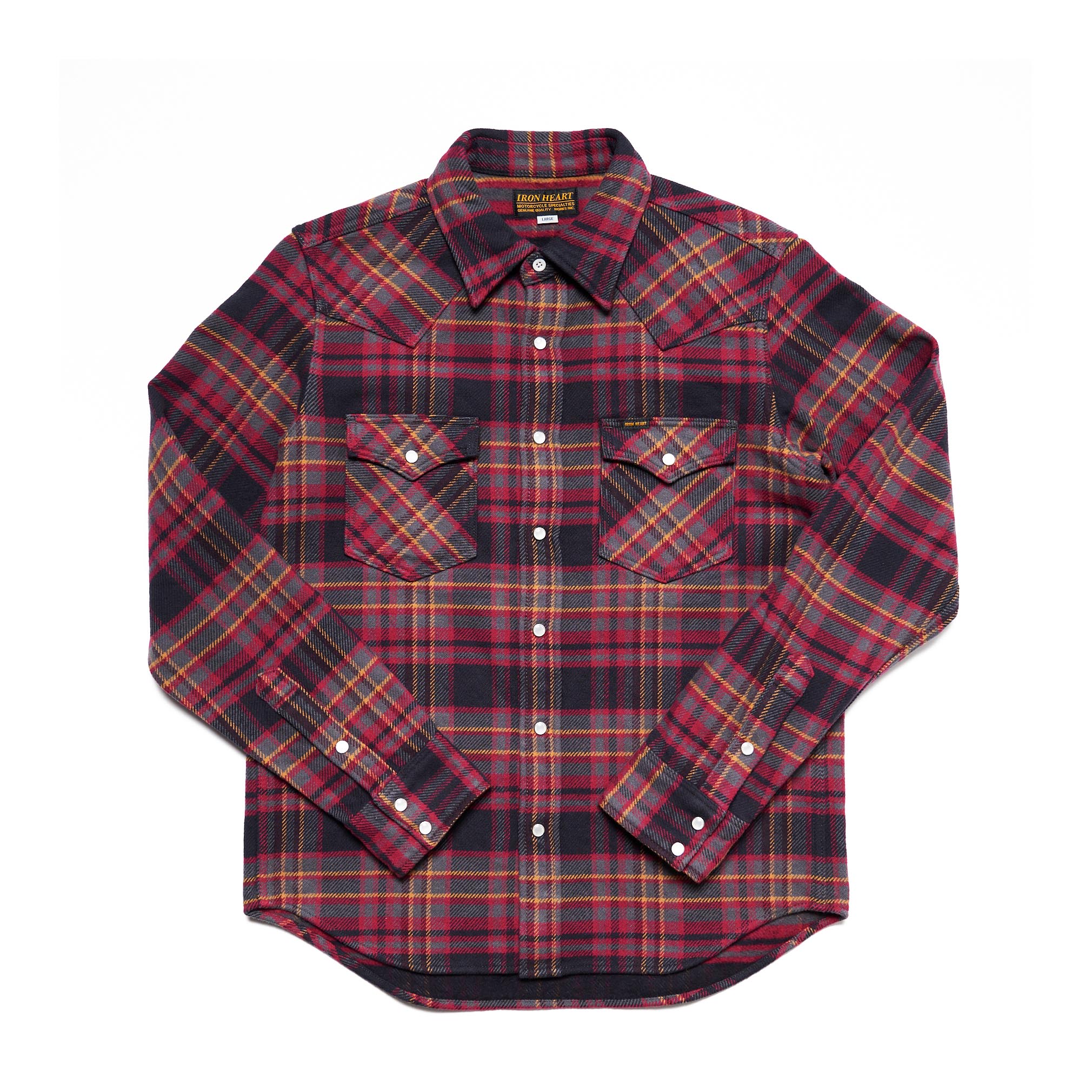 IHSH-403-GRY 11oz Ultra Heavy Flannel Line Check Western Shirt - Grey