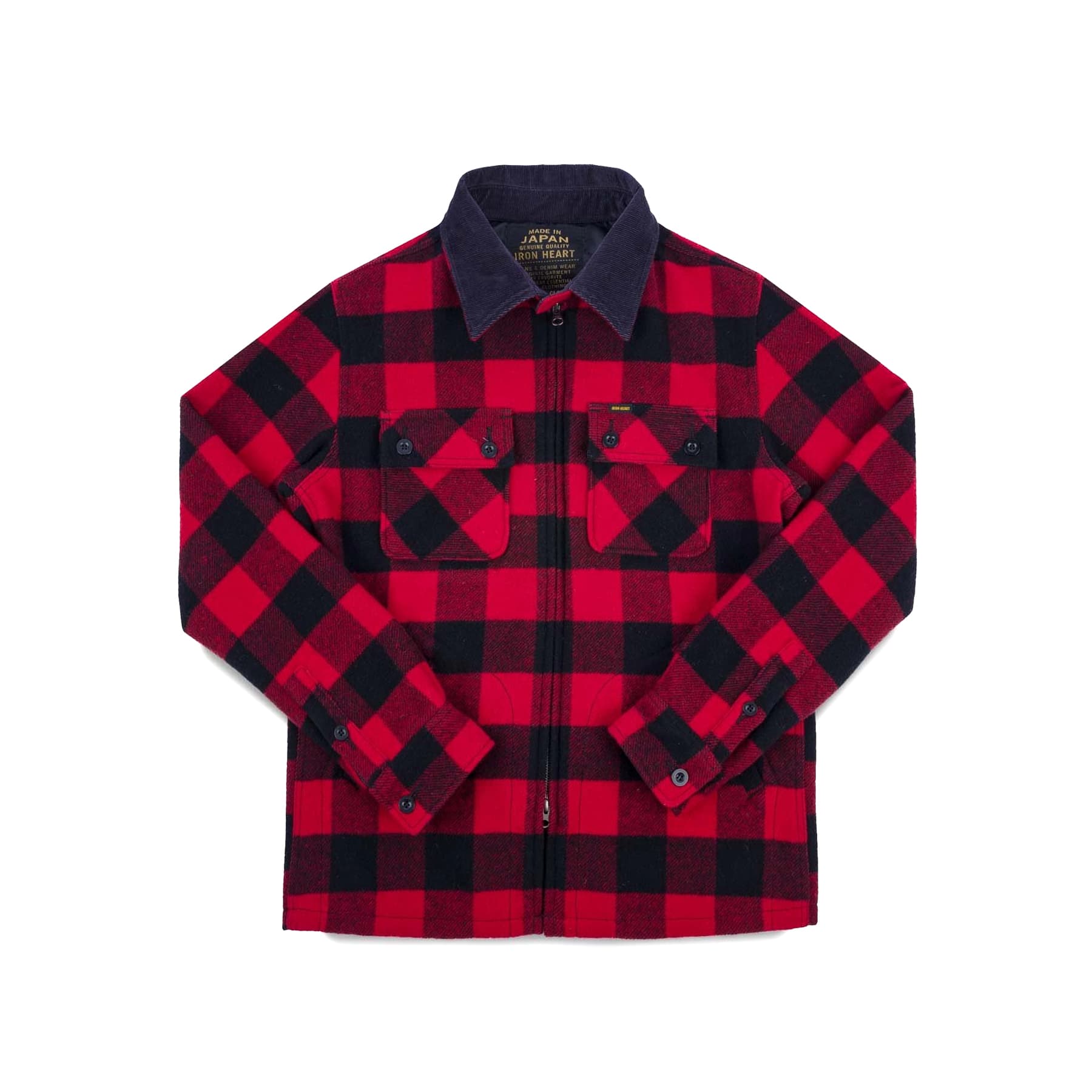 IHW-20-RED Wool Buffalo Check Bush Jacket - Red