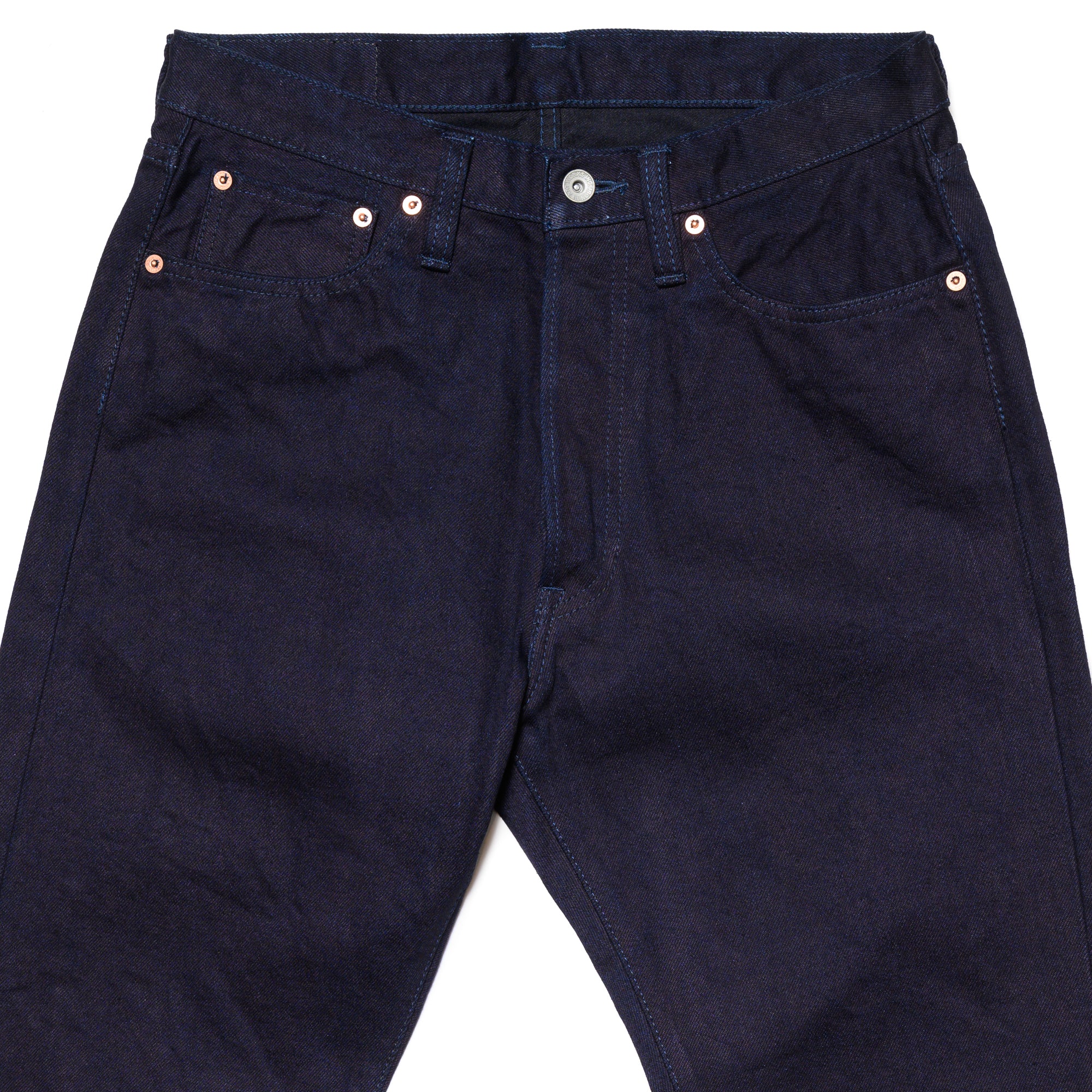 IH-888S-142ib 14oz Selvedge Denim Medium/High Rise Tapered Cut Jeans - Indigo/Black Top Block