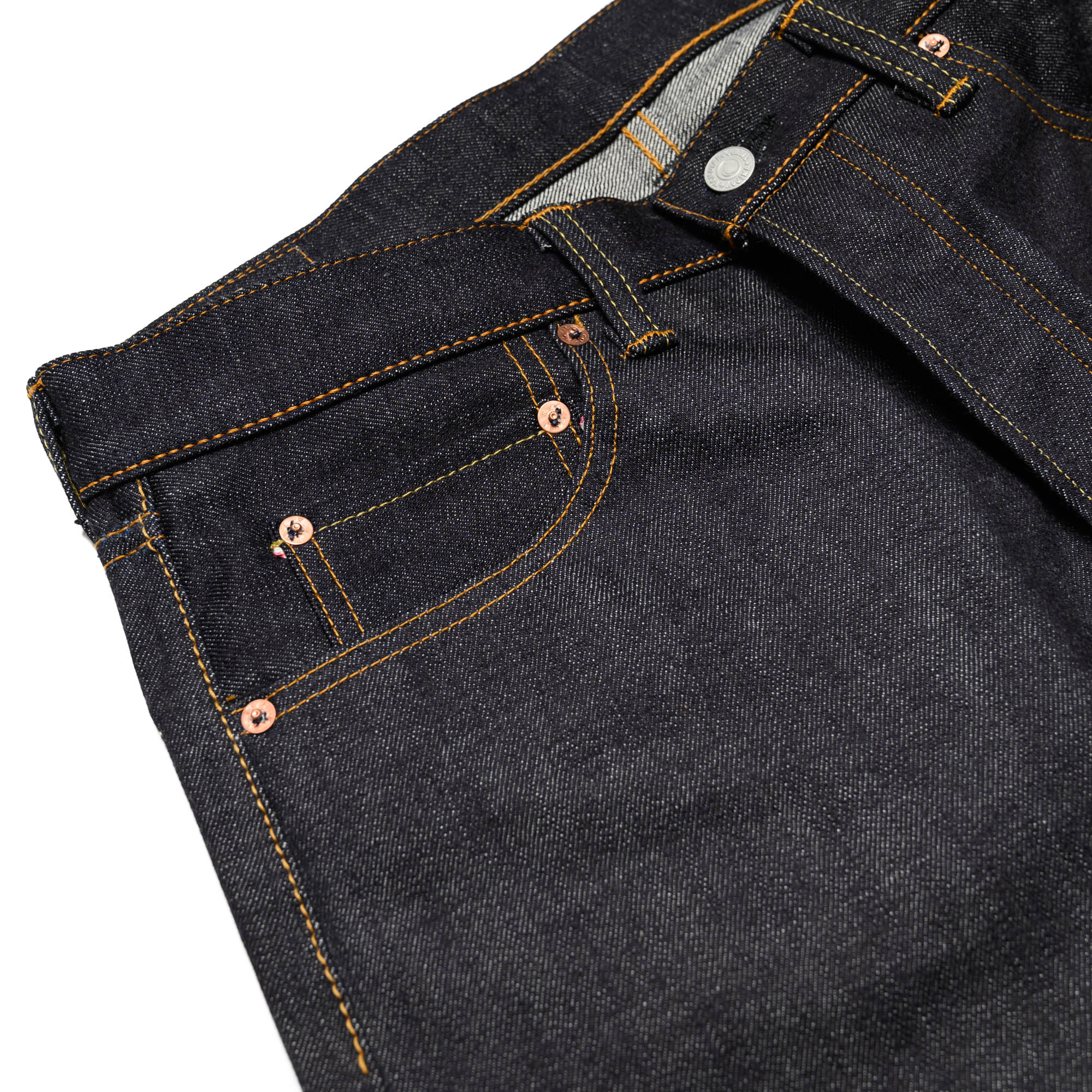 Momotaro 0306-V 15.7oz Zimbabwe Cotton Tight Tapered Selvedge Denim Pocket Detail