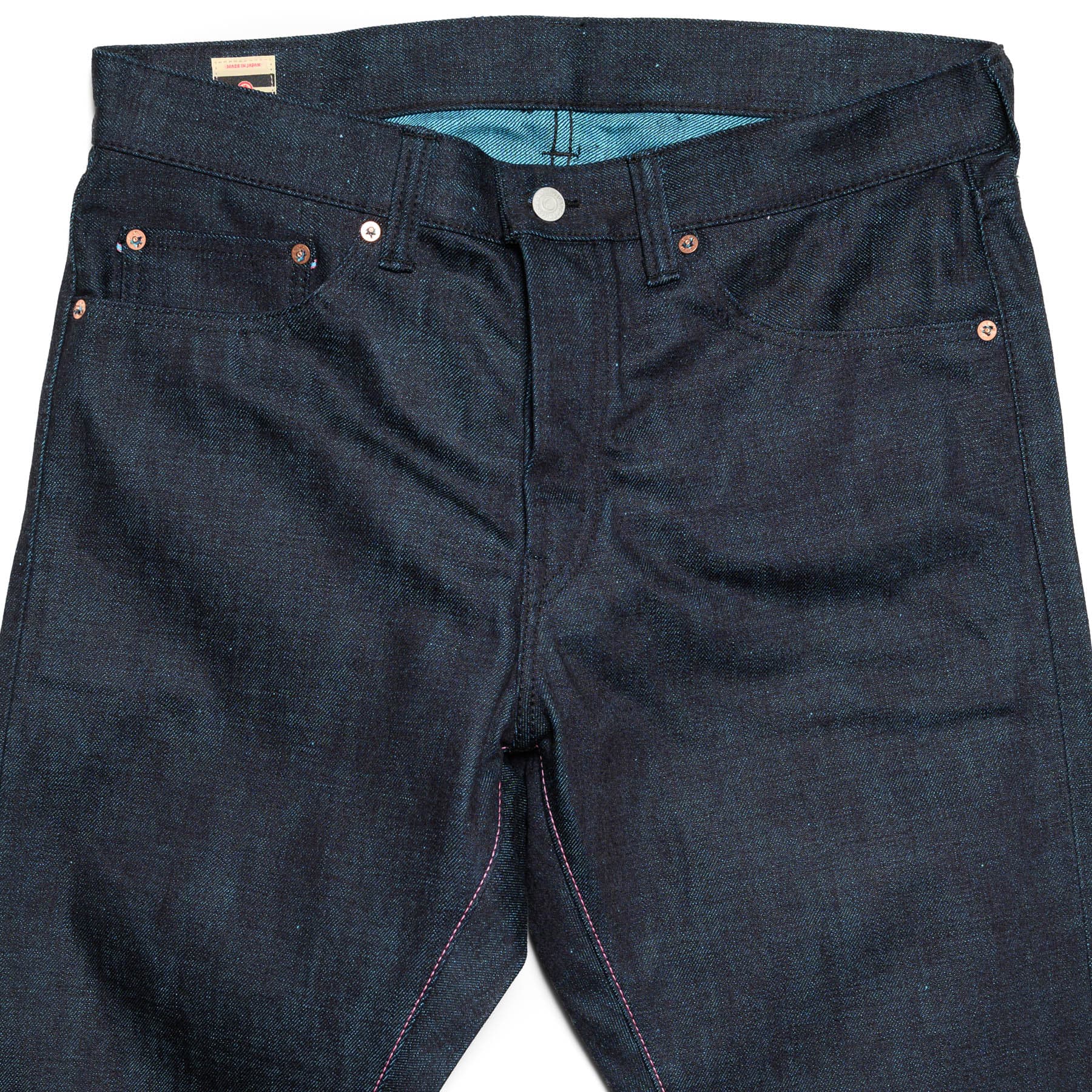 Momotaro 0605-IM 15.7oz Natural Taper Selvedge Denim Mint Top Block Front