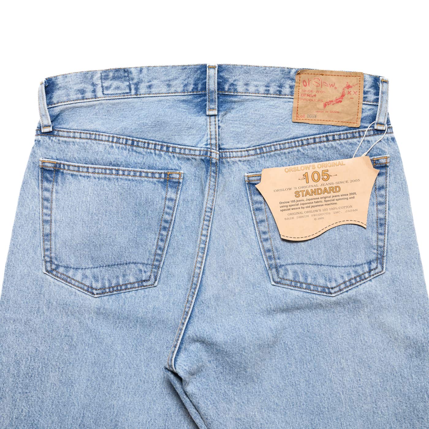 orSlow 105 90's Denim Sky Blue Back Pockets