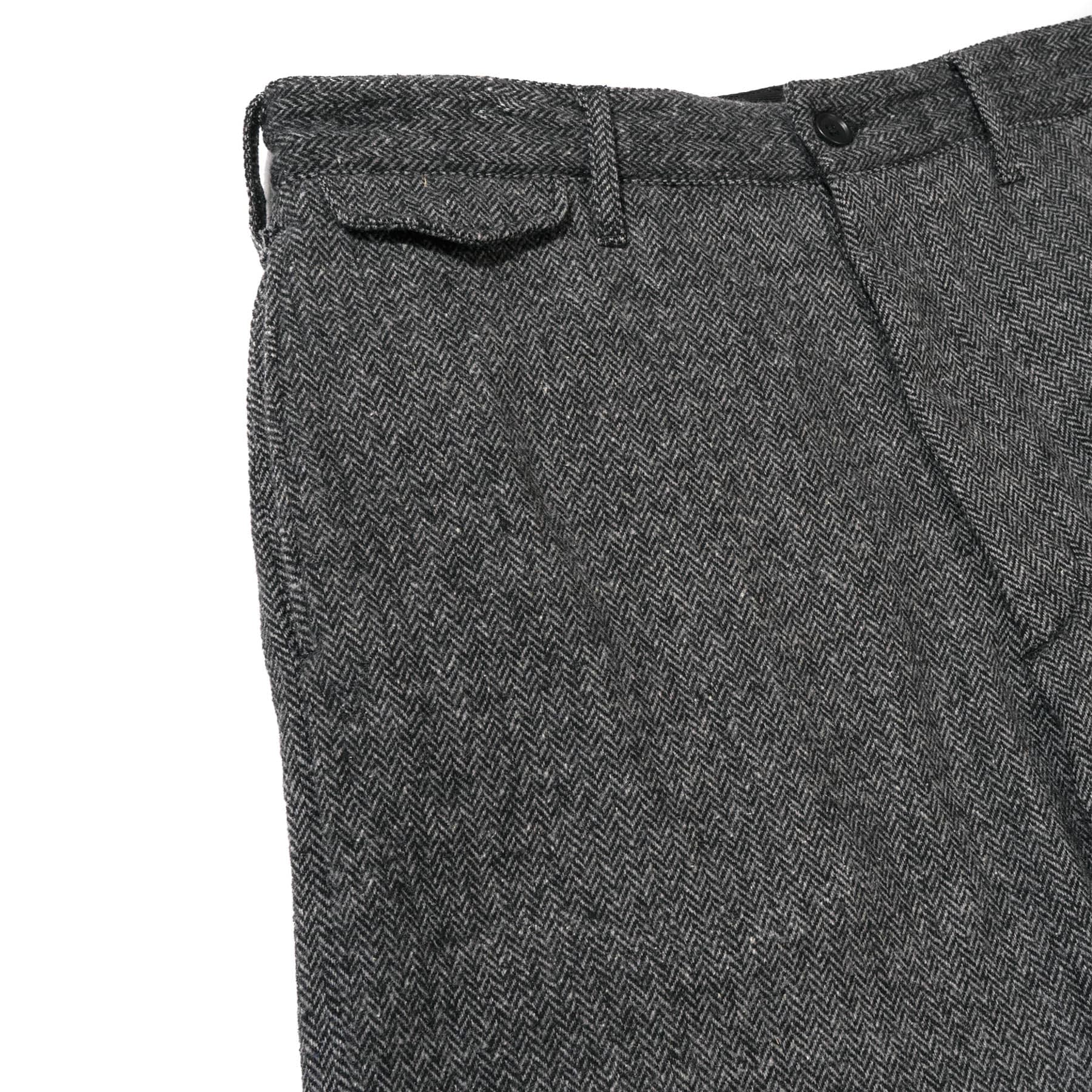 Engineered Garments Officer Pant Grey Poly Wool Herringbone | BlackBlue