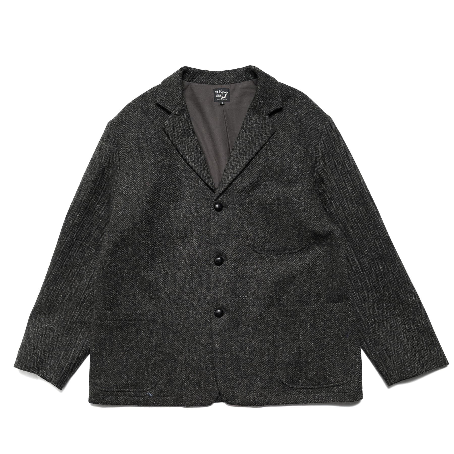 Relax Fit Harris Tweed Jacket - Black