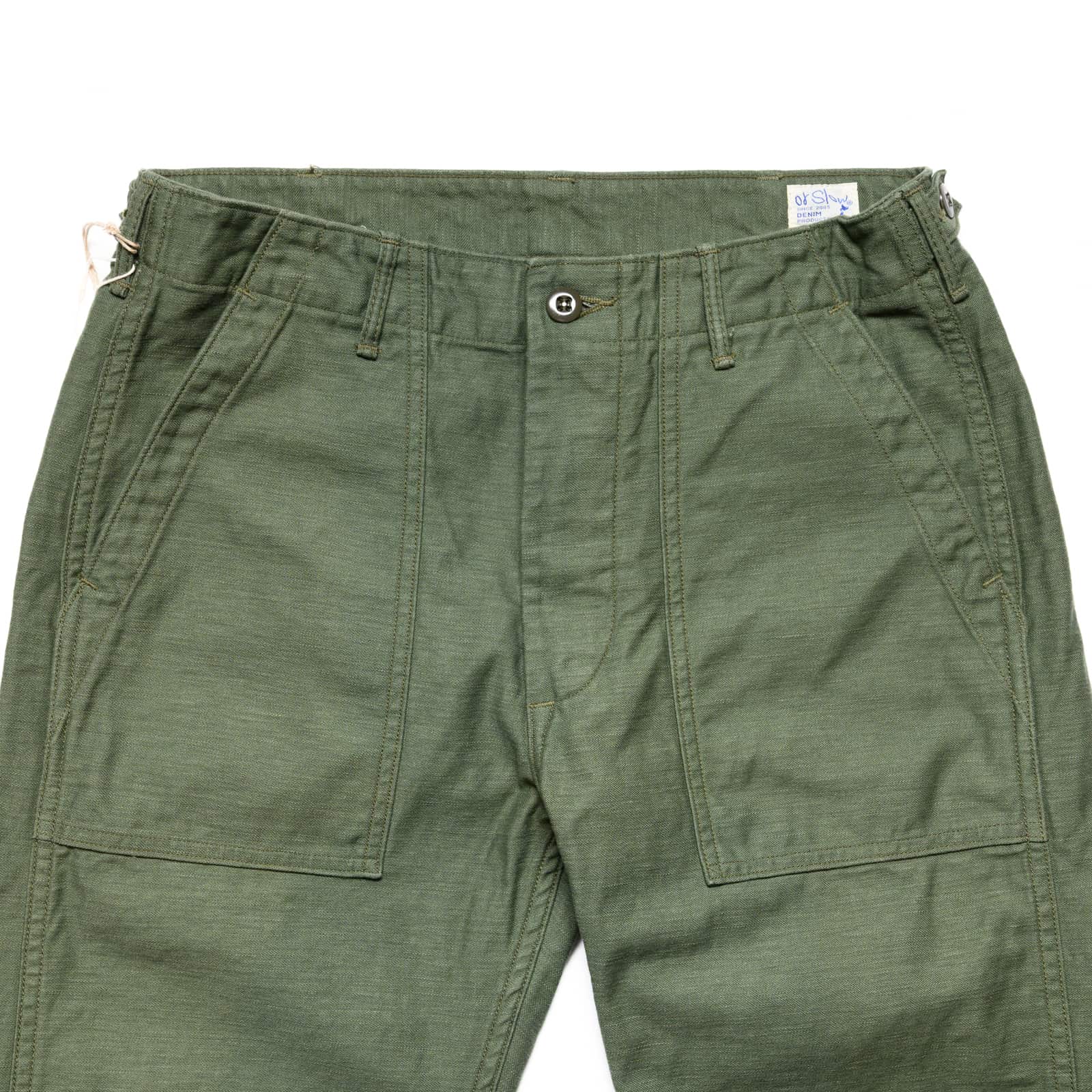 orSlow US Army Fatigue Pants (Slim Fit) Green Front Top Block