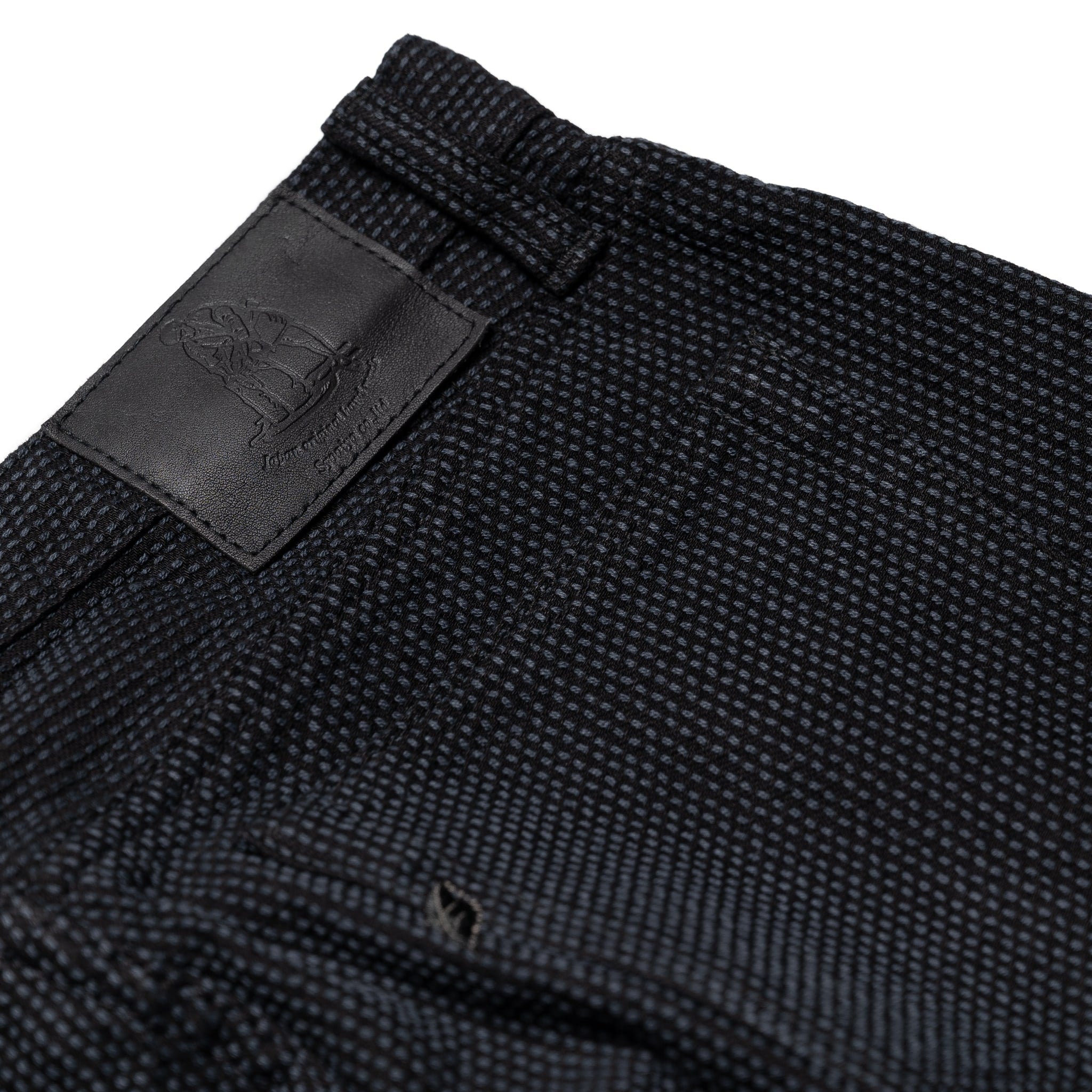 1170-2-BK Men's Woven Sashiko Pants Relaxed Tapered Wash Grey x Black