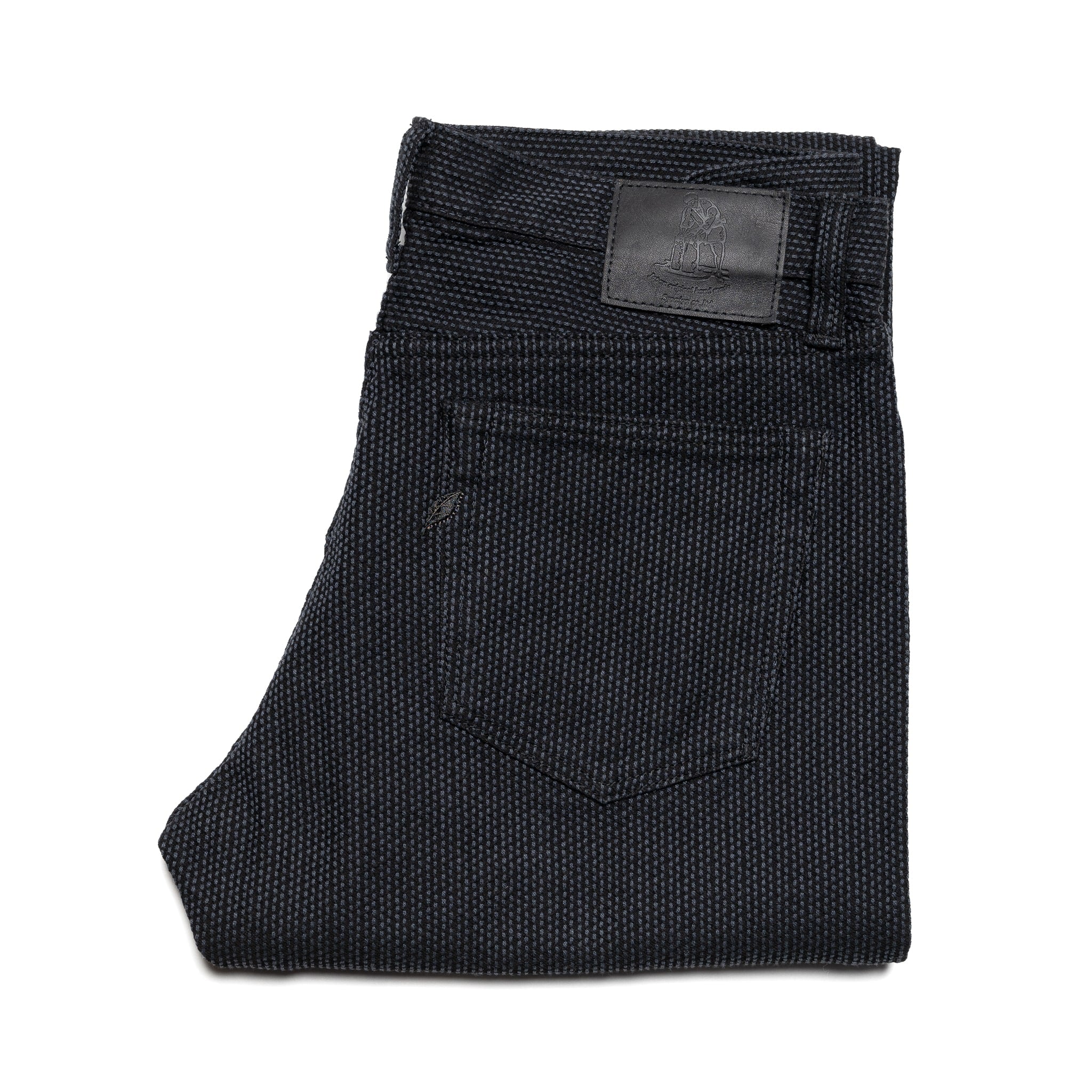 1170-2-BK Men's Woven Sashiko Pants Relaxed Tapered Wash Grey x Black