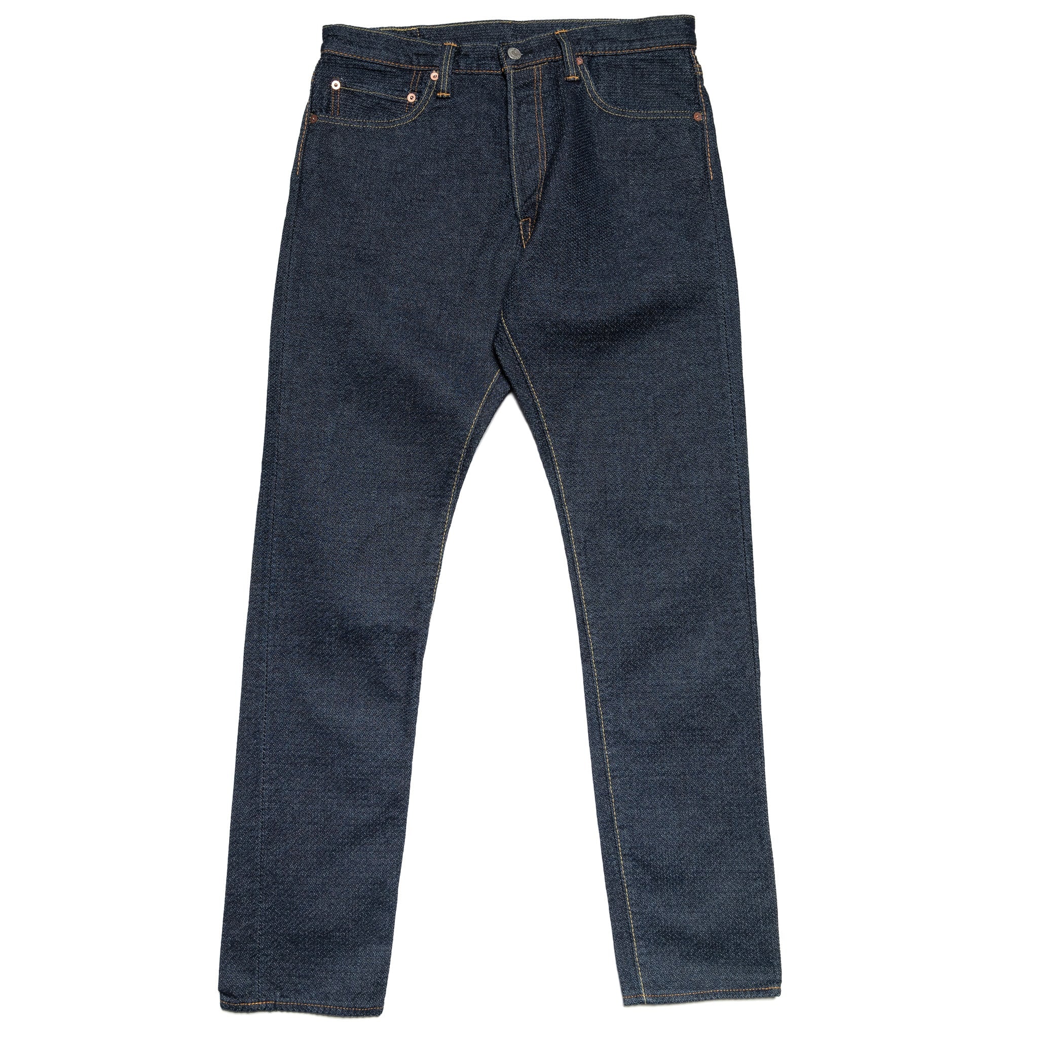 1170-2-ID Men's Woven Sashiko Pants Relaxed Tapered Wash Indigo x Indigo