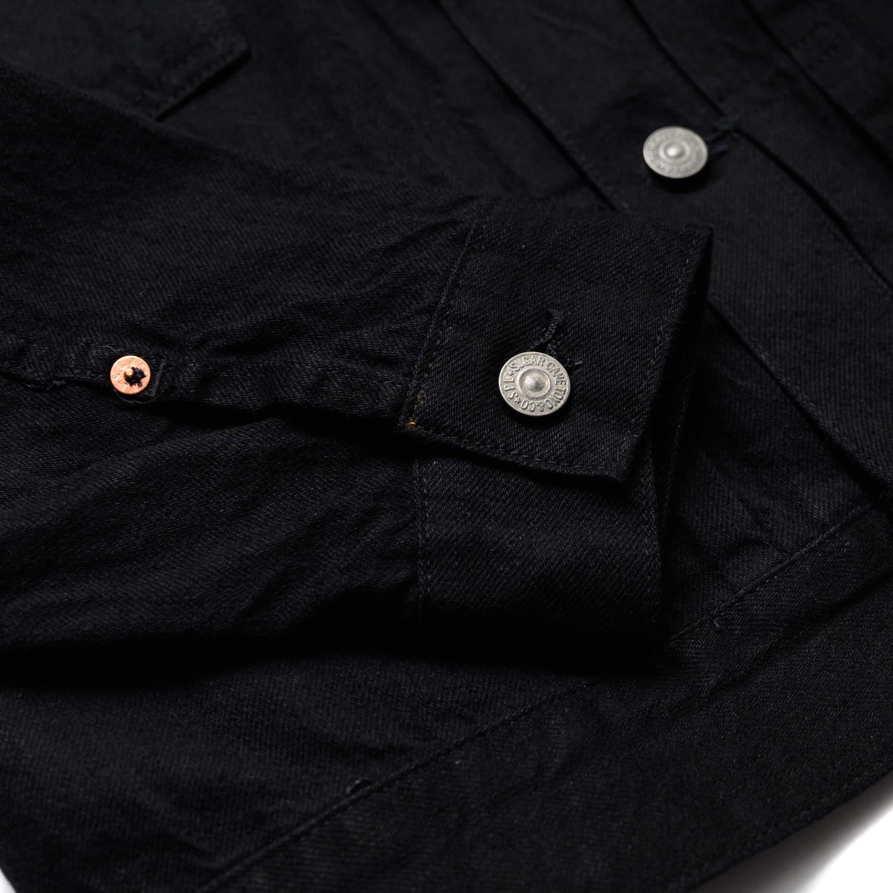 Sugar Cane SC14601 13oz Black Selvedge Denim 1953 Jacket Cuff Detail