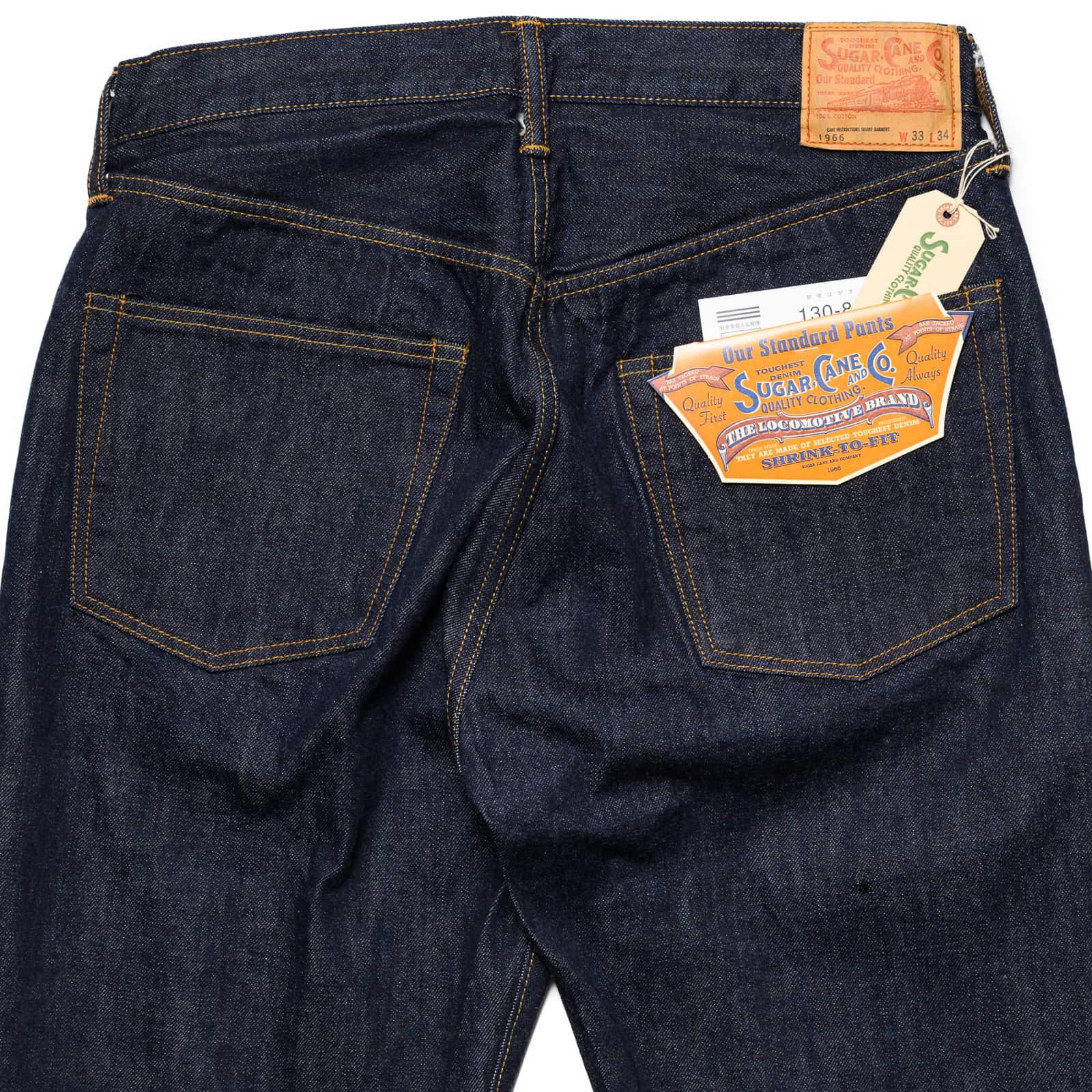 Sugar Cane SC42966 14oz Selvedge Denim 1966 Regular Straight Indigo Rear Pockets