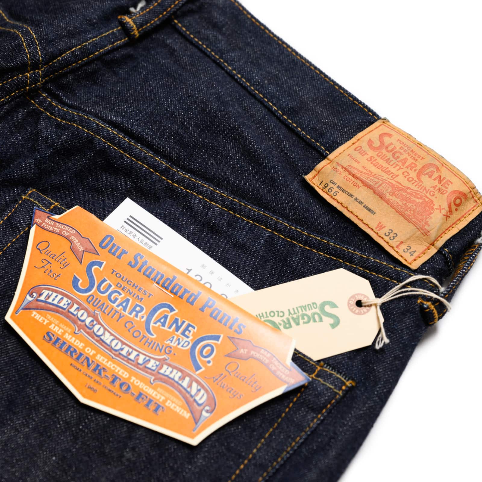 Sugar Cane SC42966 14oz Selvedge Denim 1966 Regular Straight Indigo Paper Patch