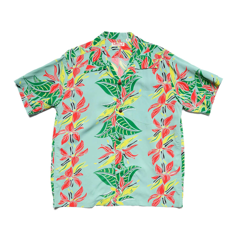 Sun Surf Bird of Paradise Short Sleeve Hawaiian Green Front