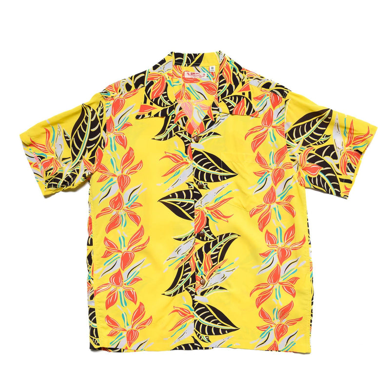 Sun Surf Bird of Paradise Short Sleeve Hawaiian Yellow Front